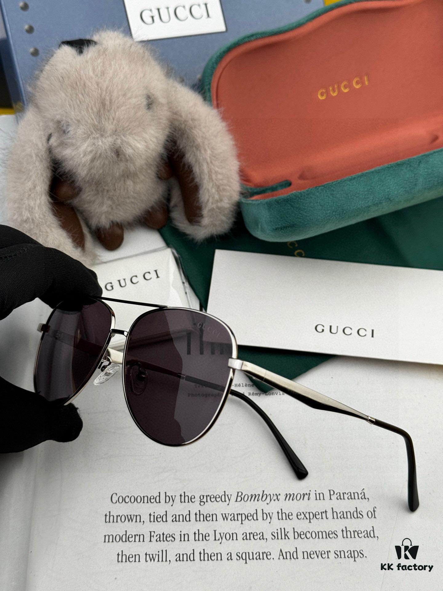 Gucci High-Quality Unisex Sunglasses, Imported Polarized Lenses by Polaroid, Aviator Style, UV Protection, Suitable for Driving and Fishing, Slimming and Stylish Design