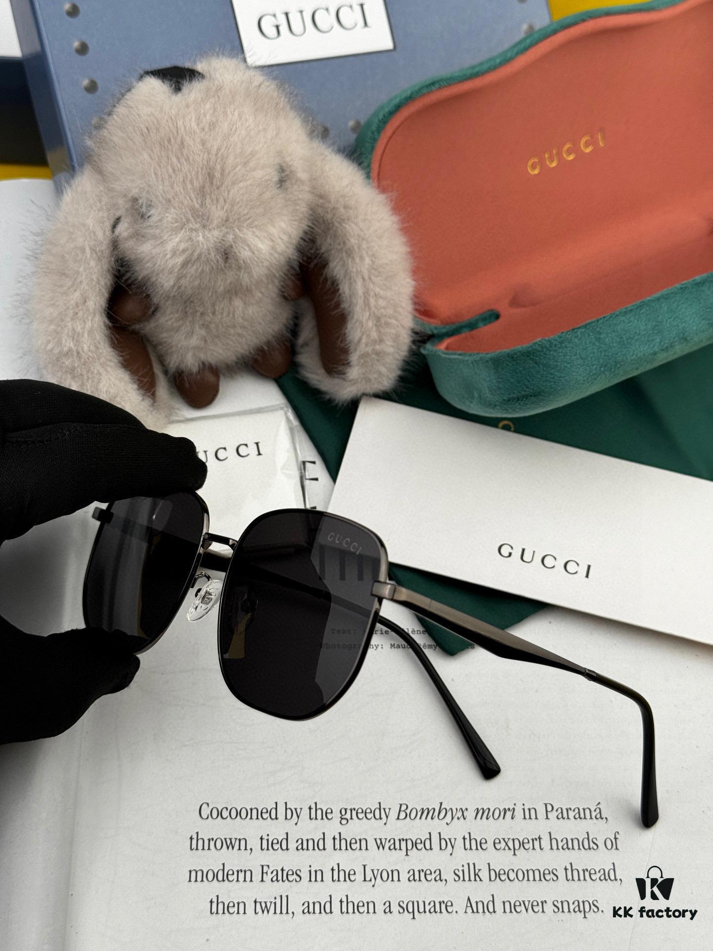 Gucci High-Quality Unisex Sunglasses with Imported Polarized Lenses, Stylish Oversized Aviator Design for Driving and Fishing, UV Protection