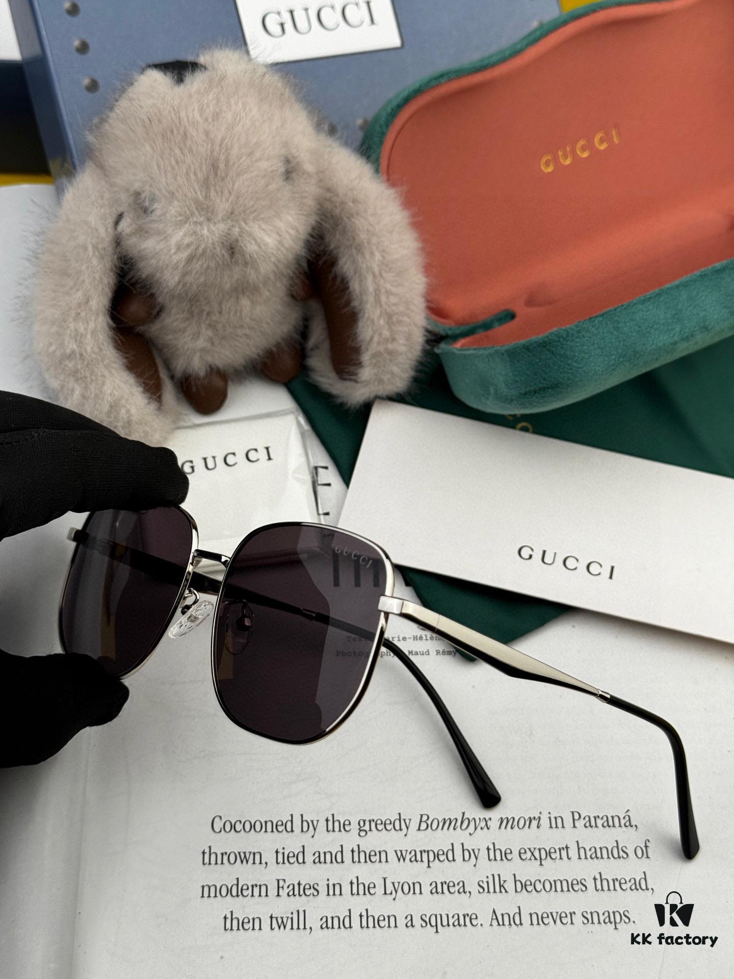 Gucci High-Quality Unisex Sunglasses with Imported Polarized Lenses, Stylish Oversized Aviator Design for Driving and Fishing, UV Protection