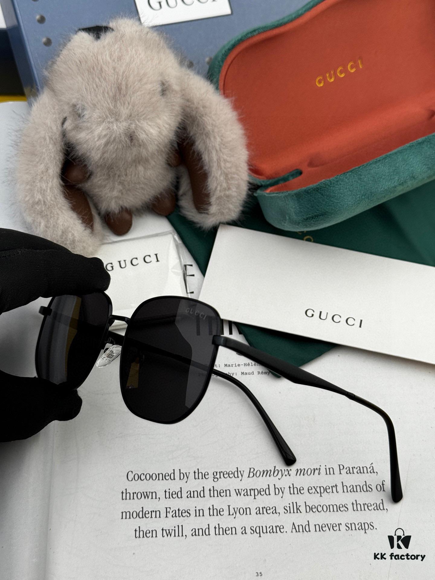 Gucci High-Quality Unisex Sunglasses with Imported Polarized Lenses, Stylish Oversized Aviator Design for Driving and Fishing, UV Protection