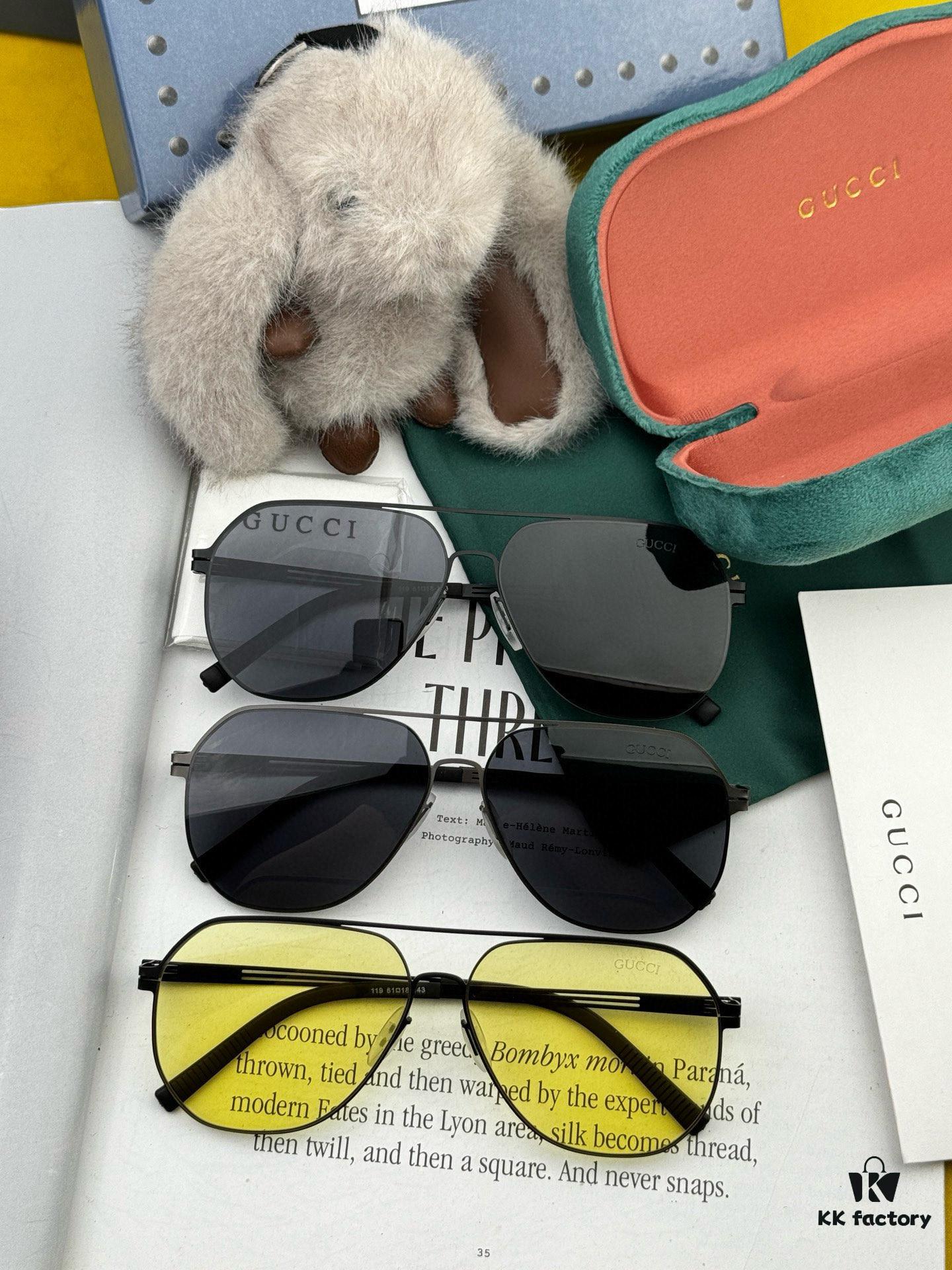 GUCCI 2025 New Unisex Polygonal Sunglasses G911, Electroplated Finish, Ultra-Lightweight and Highly Elastic Frame, Screw-Free Design, Unbreakable, High-Definition Nylon Lenses