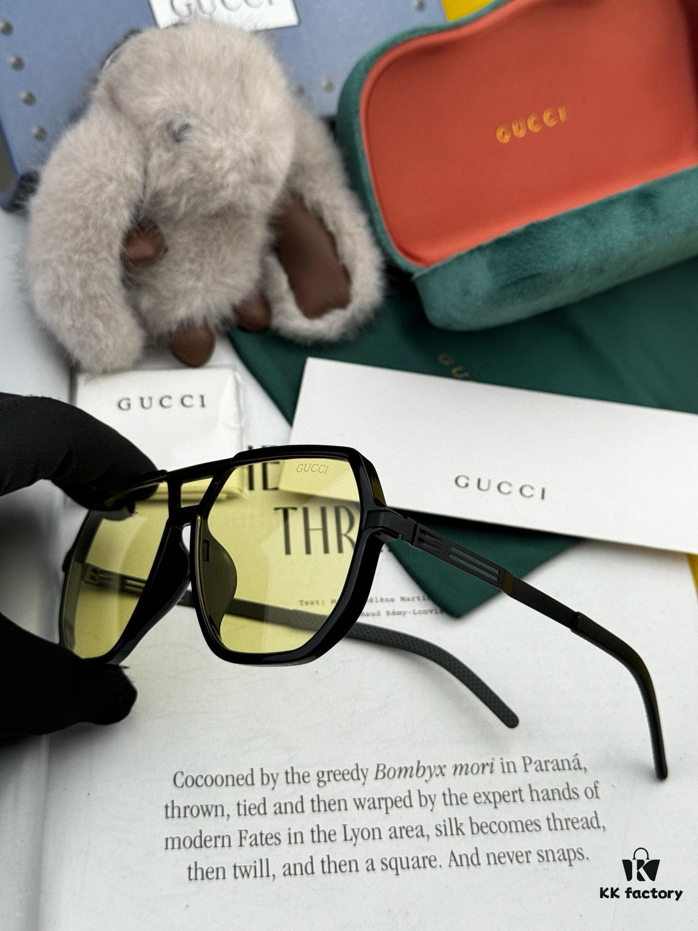 GUCCI 2025 New Unisex Polygonal Sunglasses G811, Electroplated Finish, Ultra-Lightweight and Highly Elastic Frame, Screw-Free Design, Unbreakable, High-Definition Nylon Lenses, Exquisite Craftsmanship, Original Materials, Stylish and Versatile