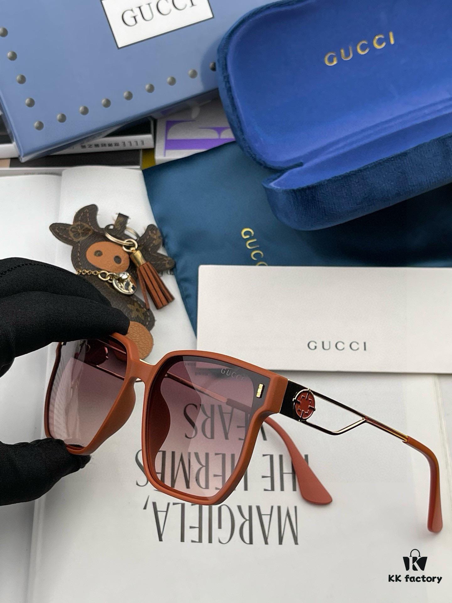 Gucci Classic Square Frame Sunglasses, Flattering on All Face Shapes, Stylish with Coats or Dresses, Nylon Polarized Lenses for UV Protection, Model: G9294