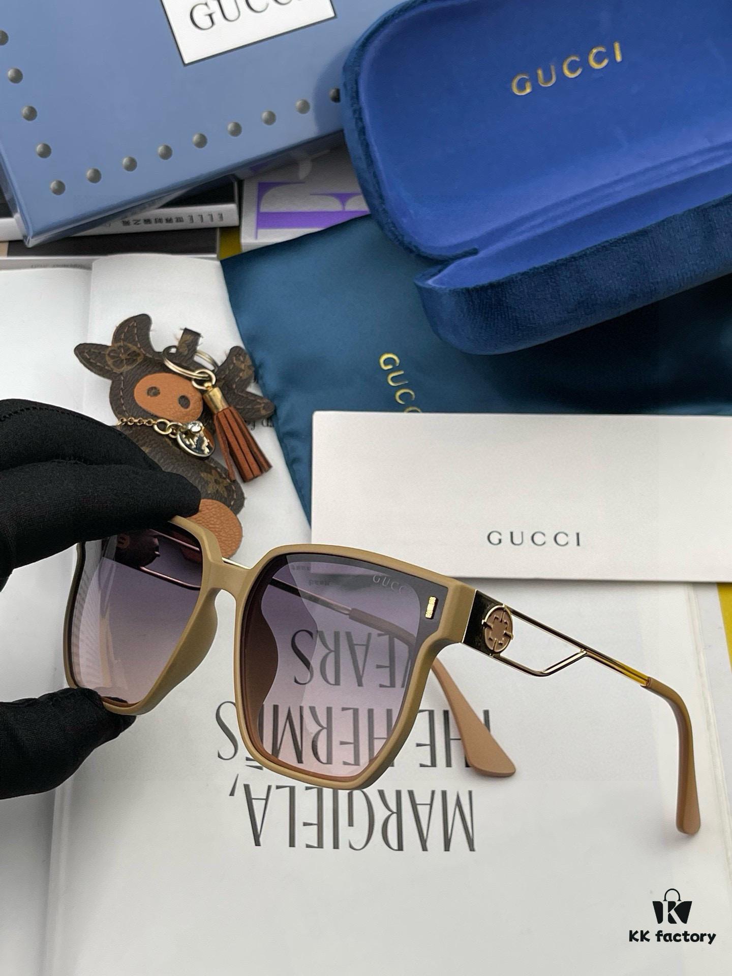 Gucci Classic Square Frame Sunglasses, Flattering on All Face Shapes, Stylish with Coats or Dresses, Nylon Polarized Lenses for UV Protection, Model: G9294