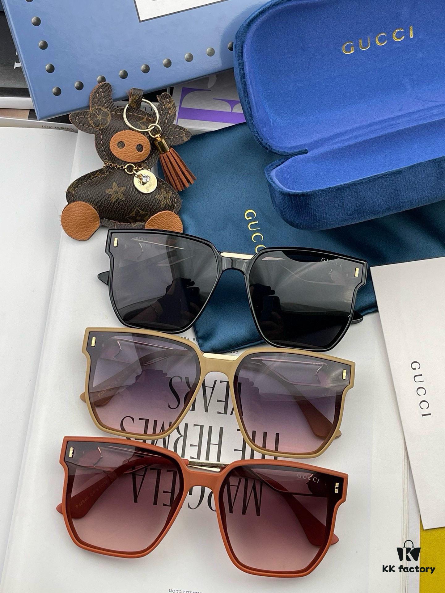 Gucci Classic Square Frame Sunglasses, Flattering on All Face Shapes, Stylish with Coats or Dresses, Nylon Polarized Lenses for UV Protection, Model: G9294