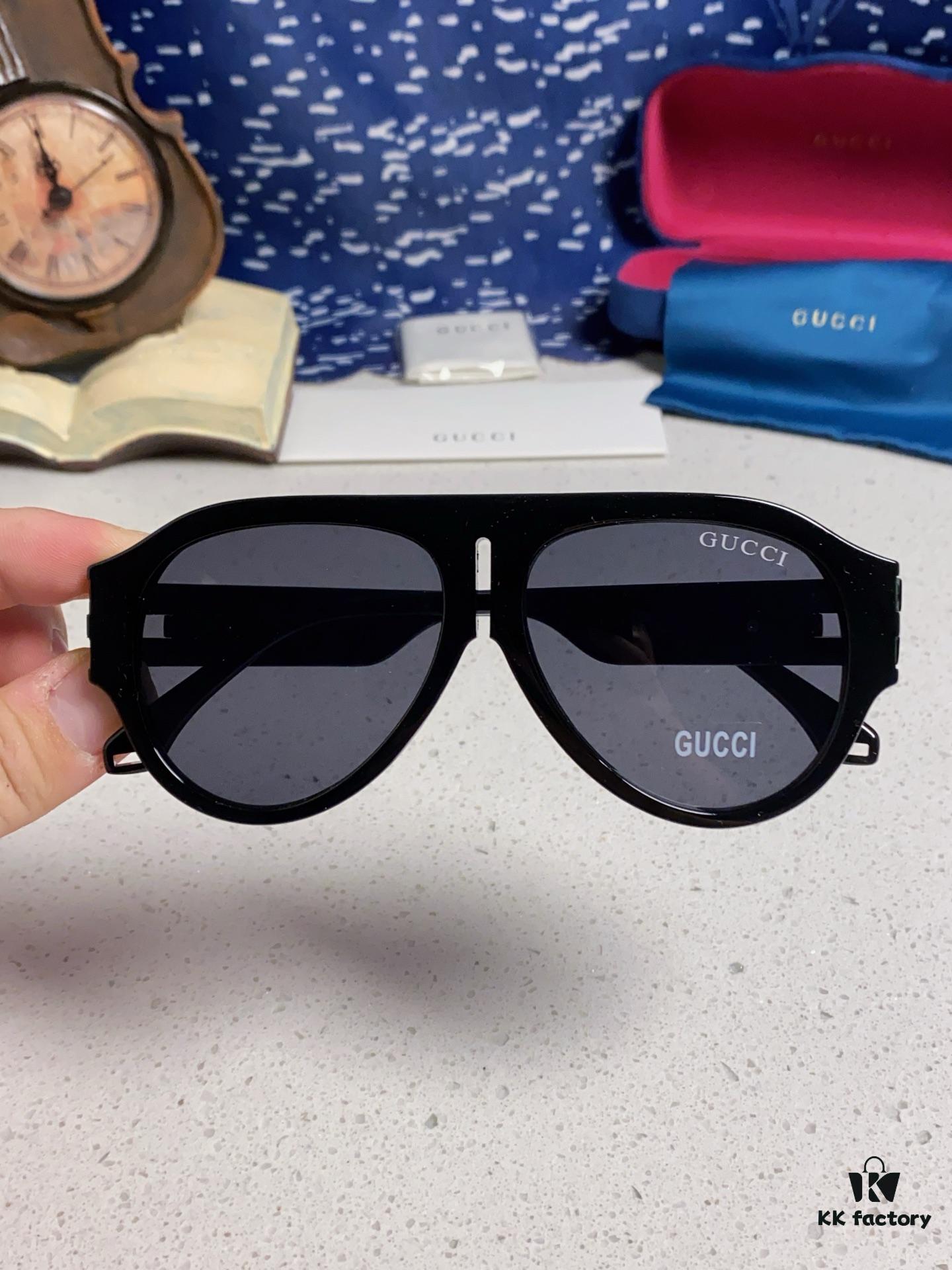 Gucci 2025 Collection High-End Unisex Pilot Sunglasses, European Celebrity-Inspired Frog-Shaped Eyewear, Fashionable Sun and Myopia Glasses