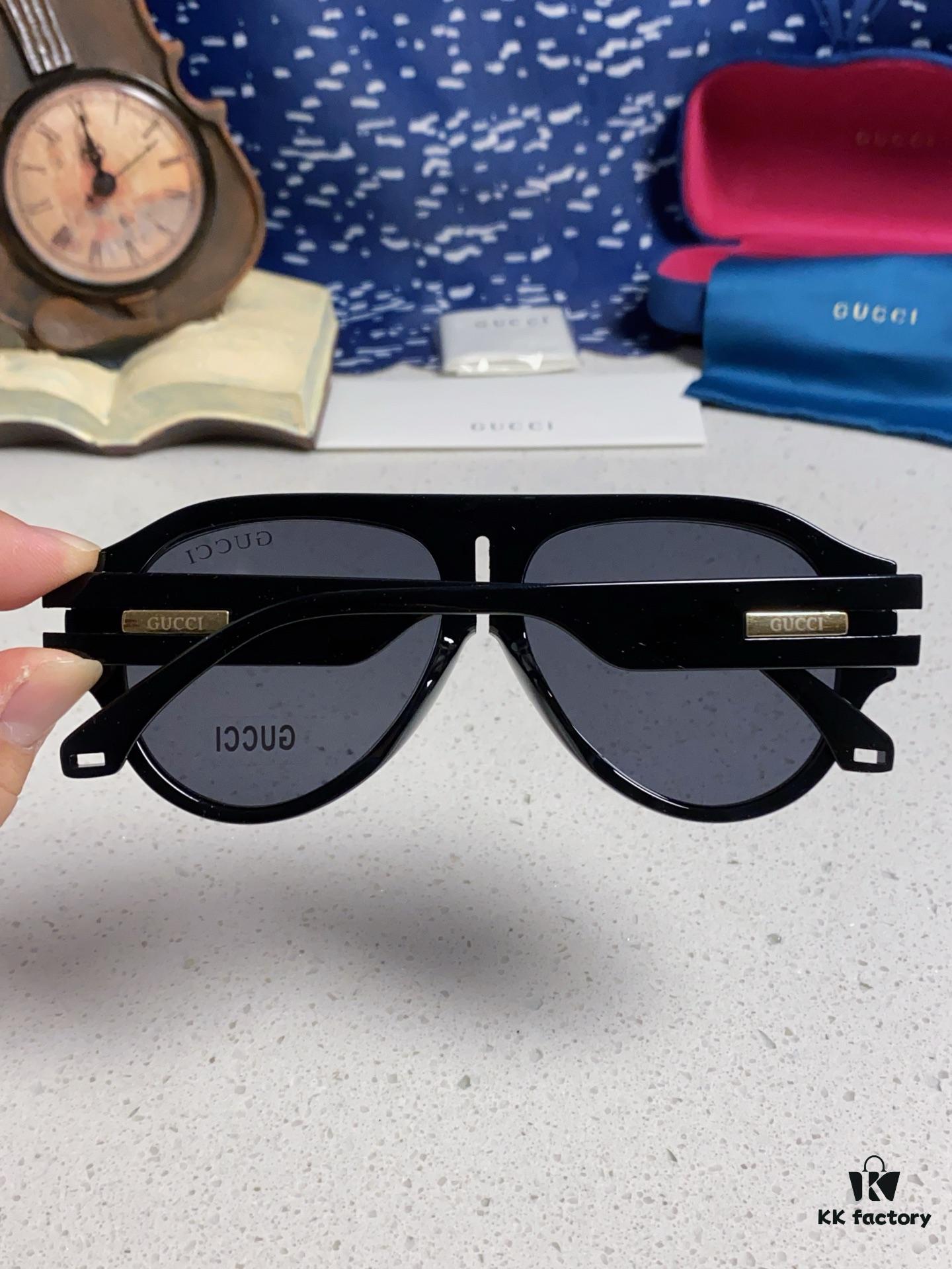 Gucci 2025 Collection High-End Unisex Pilot Sunglasses, European Celebrity-Inspired Frog-Shaped Eyewear, Fashionable Sun and Myopia Glasses