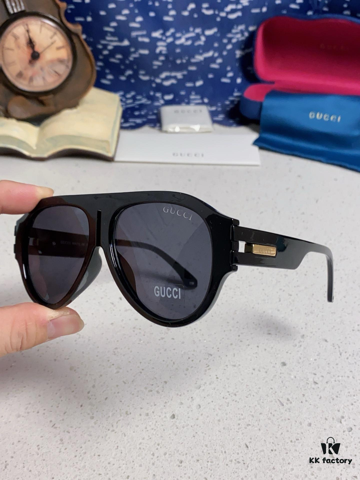 Gucci 2025 Collection High-End Unisex Pilot Sunglasses, European Celebrity-Inspired Frog-Shaped Eyewear, Fashionable Sun and Myopia Glasses