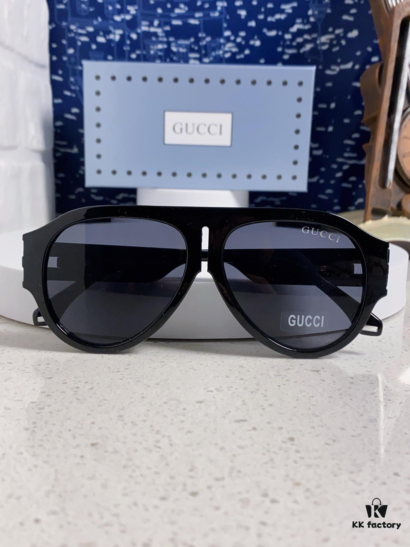 Gucci 2025 Collection High-End Unisex Pilot Sunglasses, European Celebrity-Inspired Frog-Shaped Eyewear, Fashionable Sun and Myopia Glasses