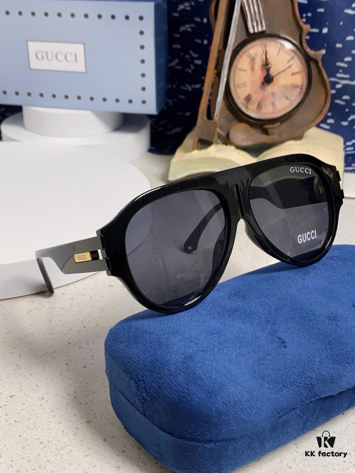 Gucci 2025 Collection High-End Unisex Pilot Sunglasses, European Celebrity-Inspired Frog-Shaped Eyewear, Fashionable Sun and Myopia Glasses