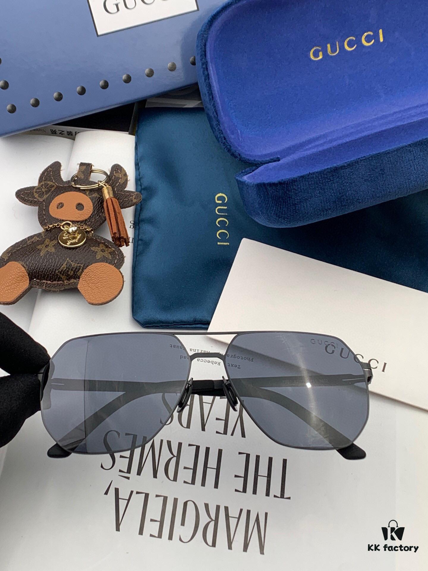 GUCCI 2025 New Unisex Polygonal Sunglasses G7730, Electroplated Finish, Ultra-Lightweight and Highly Elastic Frame Without Screws, Scratch-Resistant and Unbreakable Design, HD Nylon Lenses, Premium Craftsmanship, Original Materials, Stylish and Versatile for All Face Types