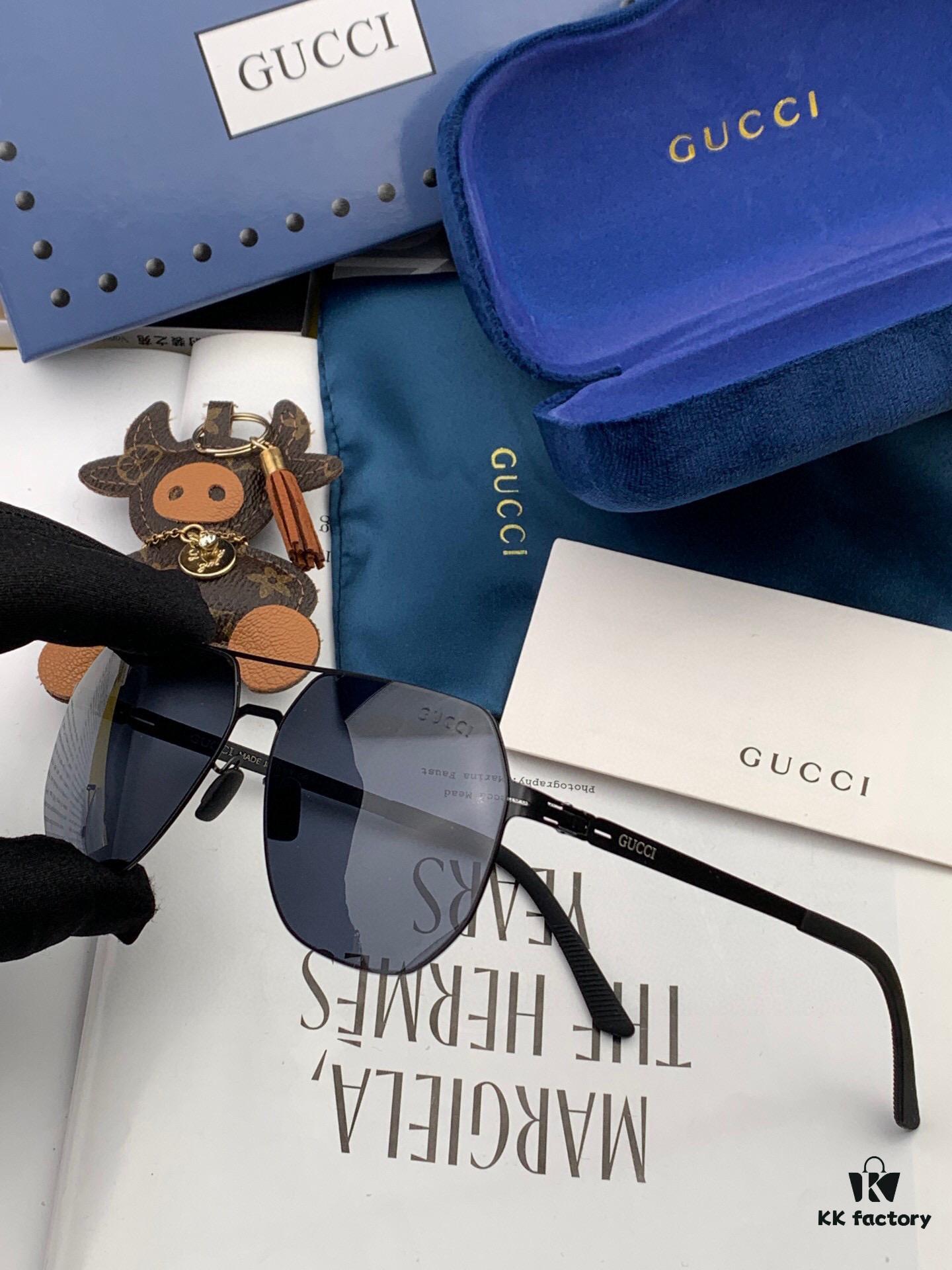 GUCCI 2025 New Unisex Polygonal Sunglasses G7730, Electroplated Finish, Ultra-Lightweight and Highly Elastic Frame Without Screws, Scratch-Resistant and Unbreakable Design, HD Nylon Lenses, Premium Craftsmanship, Original Materials, Stylish and Versatile for All Face Types