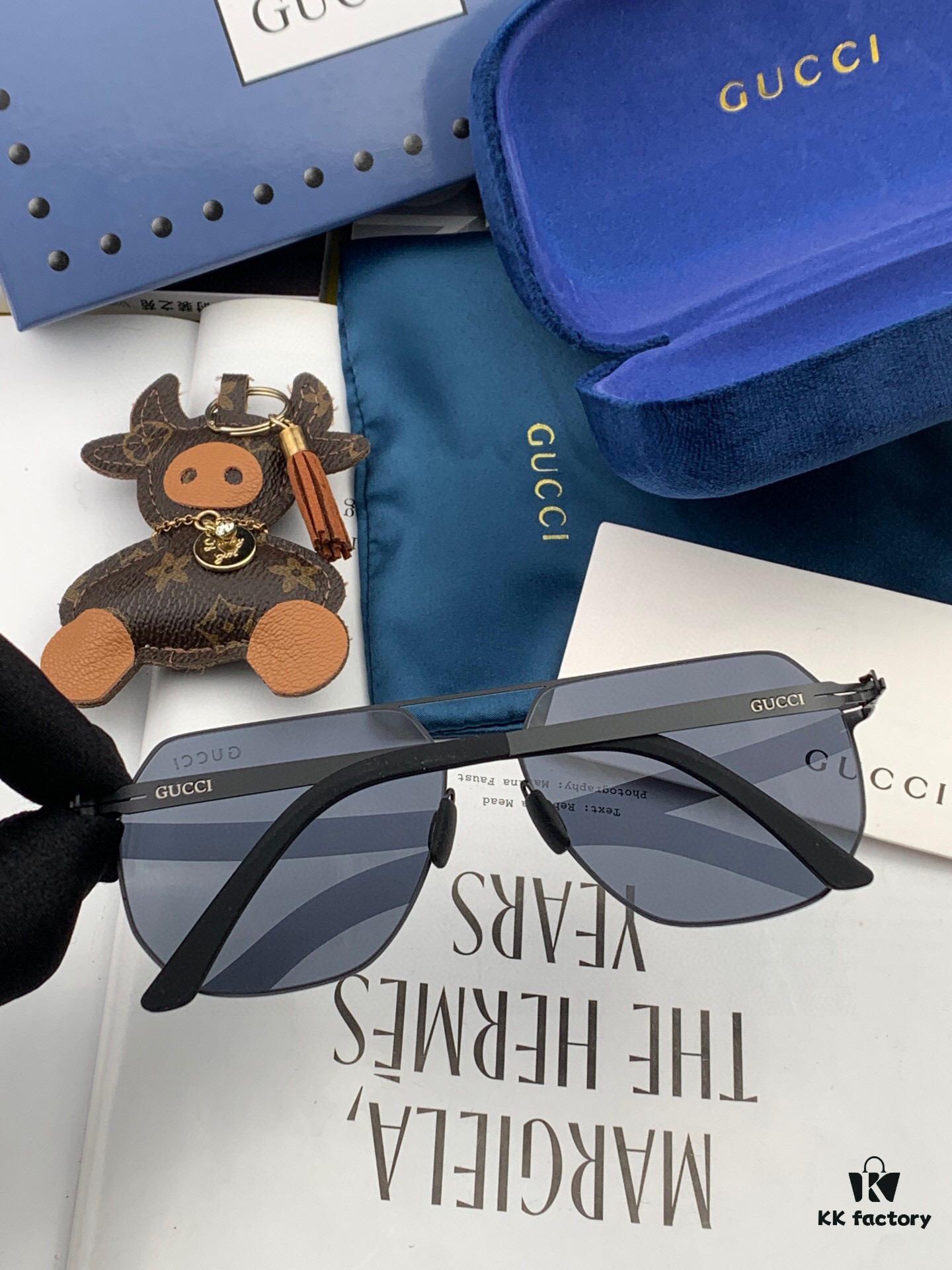 GUCCI 2025 New Unisex Polygonal Sunglasses G7730, Electroplated Finish, Ultra-Lightweight and Highly Elastic Frame Without Screws, Scratch-Resistant and Unbreakable Design, HD Nylon Lenses, Premium Craftsmanship, Original Materials, Stylish and Versatile for All Face Types