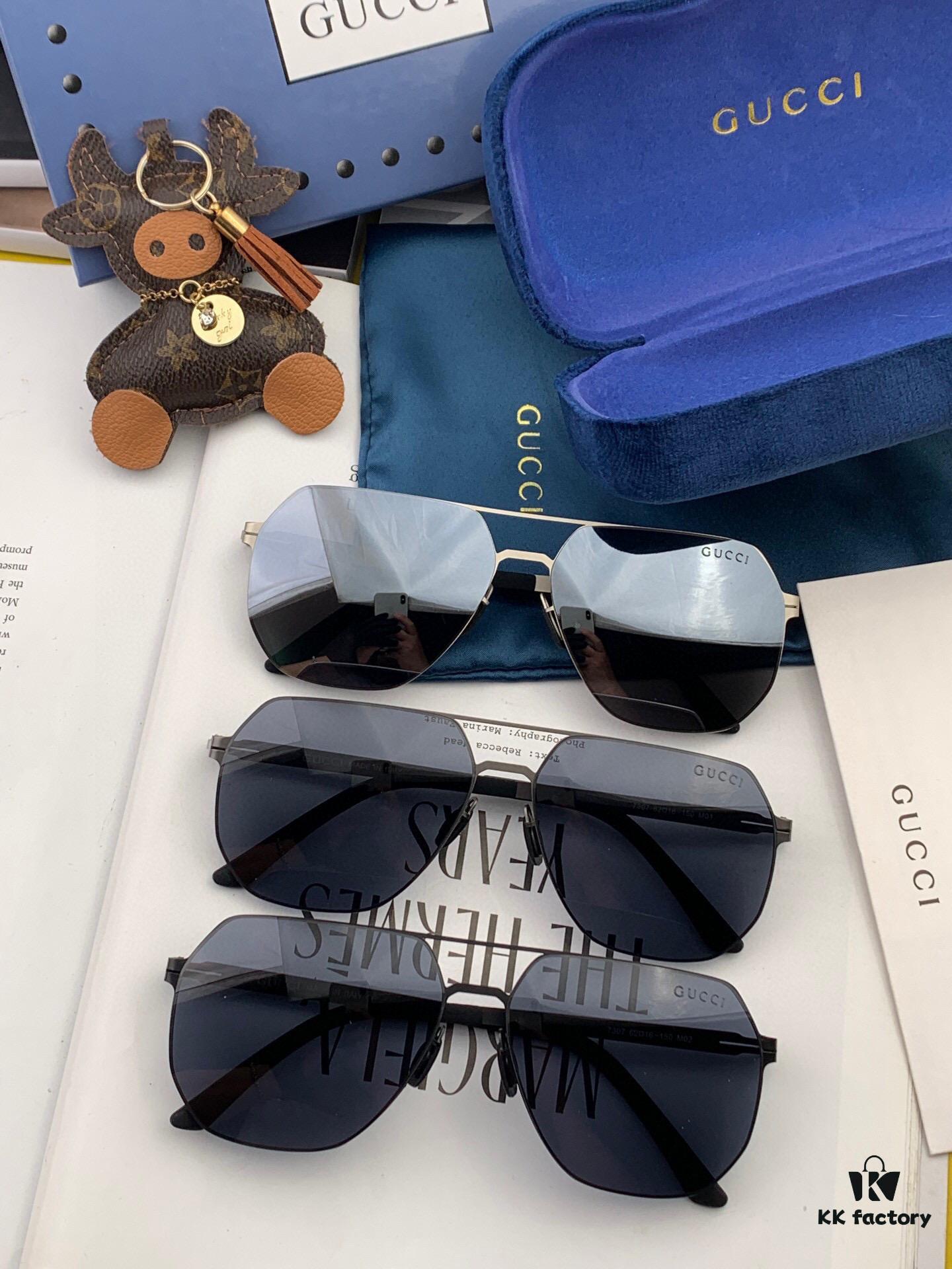 GUCCI 2025 New Unisex Polygonal Sunglasses G7730, Electroplated Finish, Ultra-Lightweight and Highly Elastic Frame Without Screws, Scratch-Resistant and Unbreakable Design, HD Nylon Lenses, Premium Craftsmanship, Original Materials, Stylish and Versatile for All Face Types