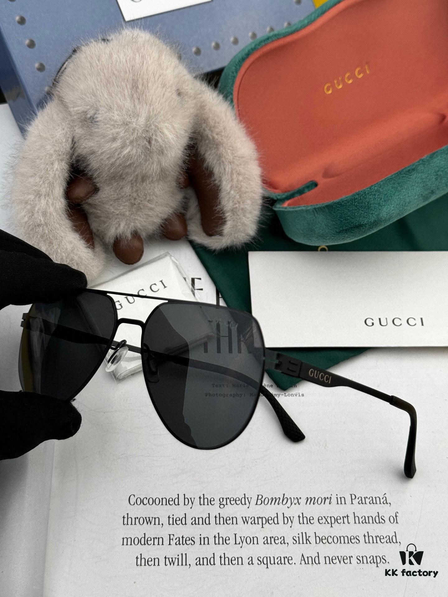 GUCCI 2025 New Unisex Polygonal Sunglasses G41805, Electroplated Finish, Ultra-Lightweight and Highly Elastic, Screw-Free Design, Shatterproof Frame, HD Nylon Lenses