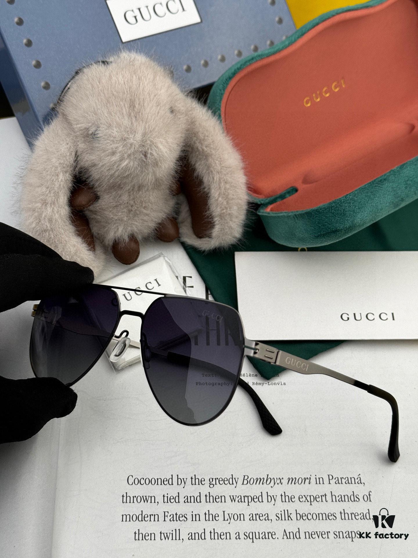 GUCCI 2025 New Unisex Polygonal Sunglasses G41805, Electroplated Finish, Ultra-Lightweight and Highly Elastic, Screw-Free Design, Shatterproof Frame, HD Nylon Lenses