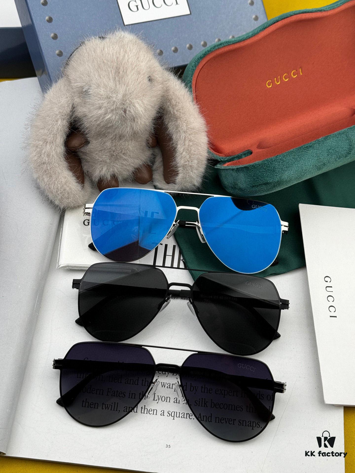 GUCCI 2025 New Unisex Polygonal Sunglasses G41805, Electroplated Finish, Ultra-Lightweight and Highly Elastic, Screw-Free Design, Shatterproof Frame, HD Nylon Lenses