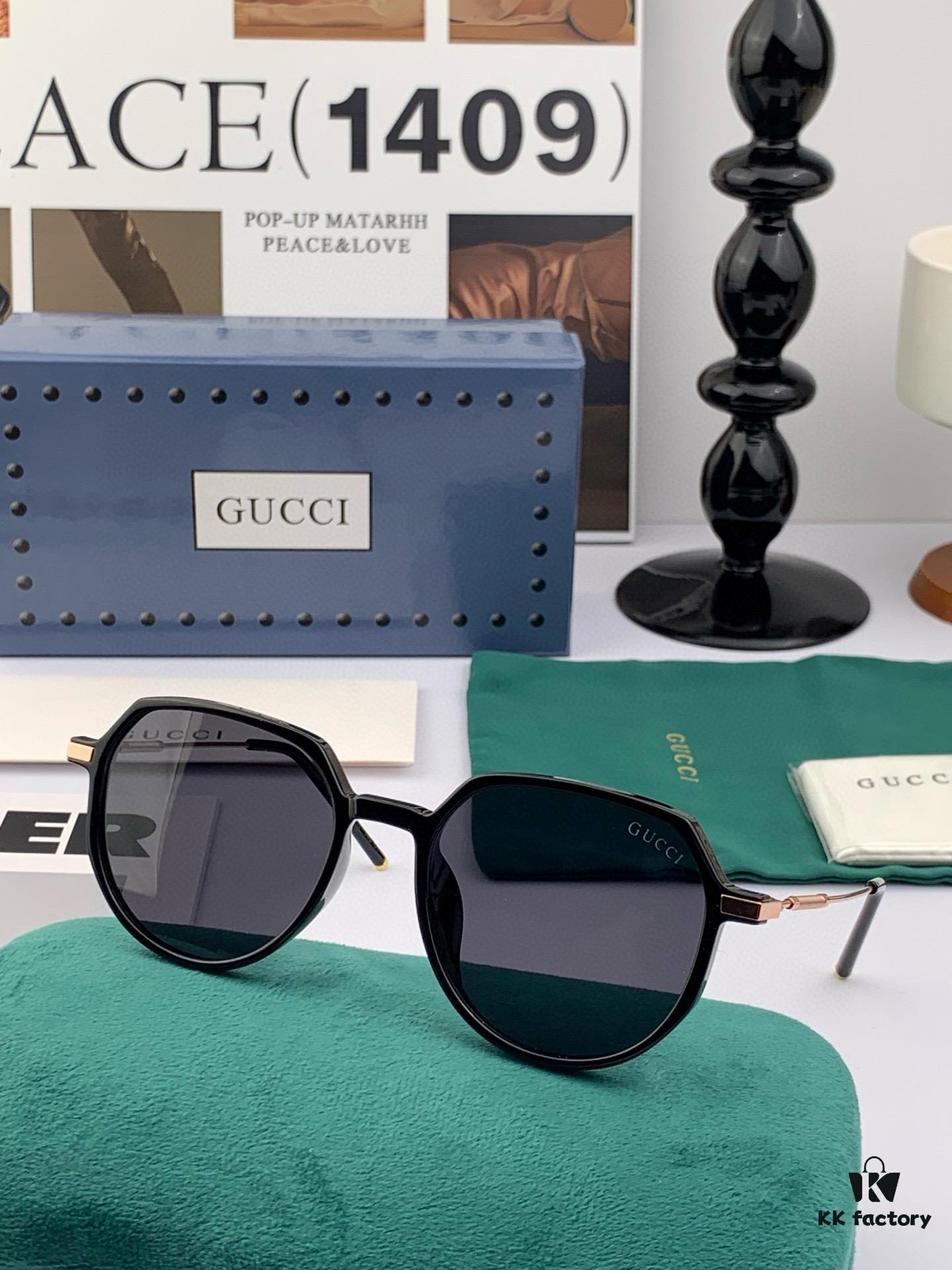 Polarized Series Sunglasses Original GUCCI Influencer Super Hot-Selling Blue Classic Luxury Global Fashion Round Frame Sunglasses High-End Quality Luxurious Logo Authentic Acetate Material Model: G2371