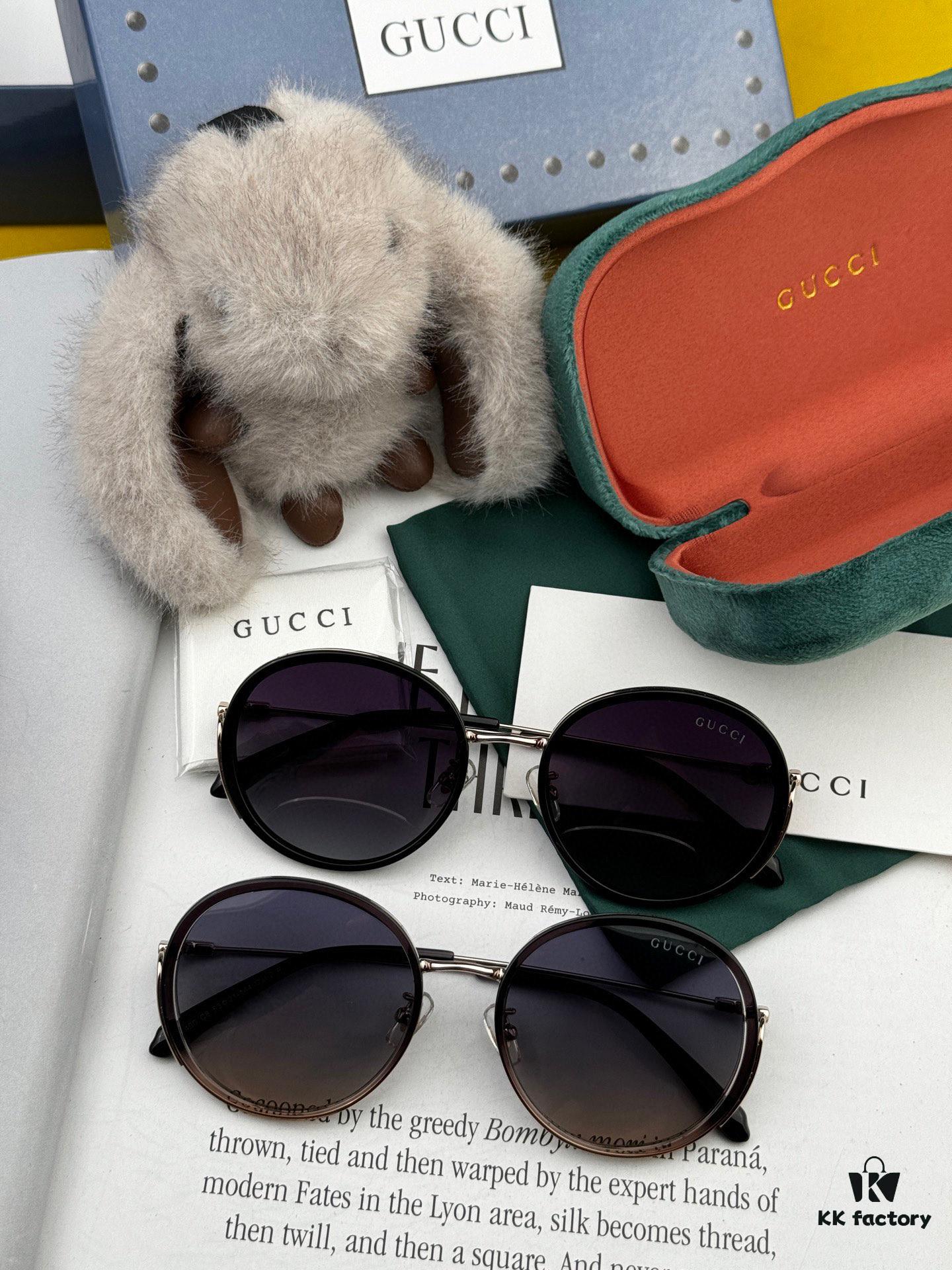 GUCCI - Polarized Sunglasses 2025 Spring New Arrival Trendy Fashion Round Frame Polarized Sunglasses High Quality Comfortable Fit Influencer Style Women's HD Polarized Sunglasses 🕶️ High-Quality TR Frame Model: G0640