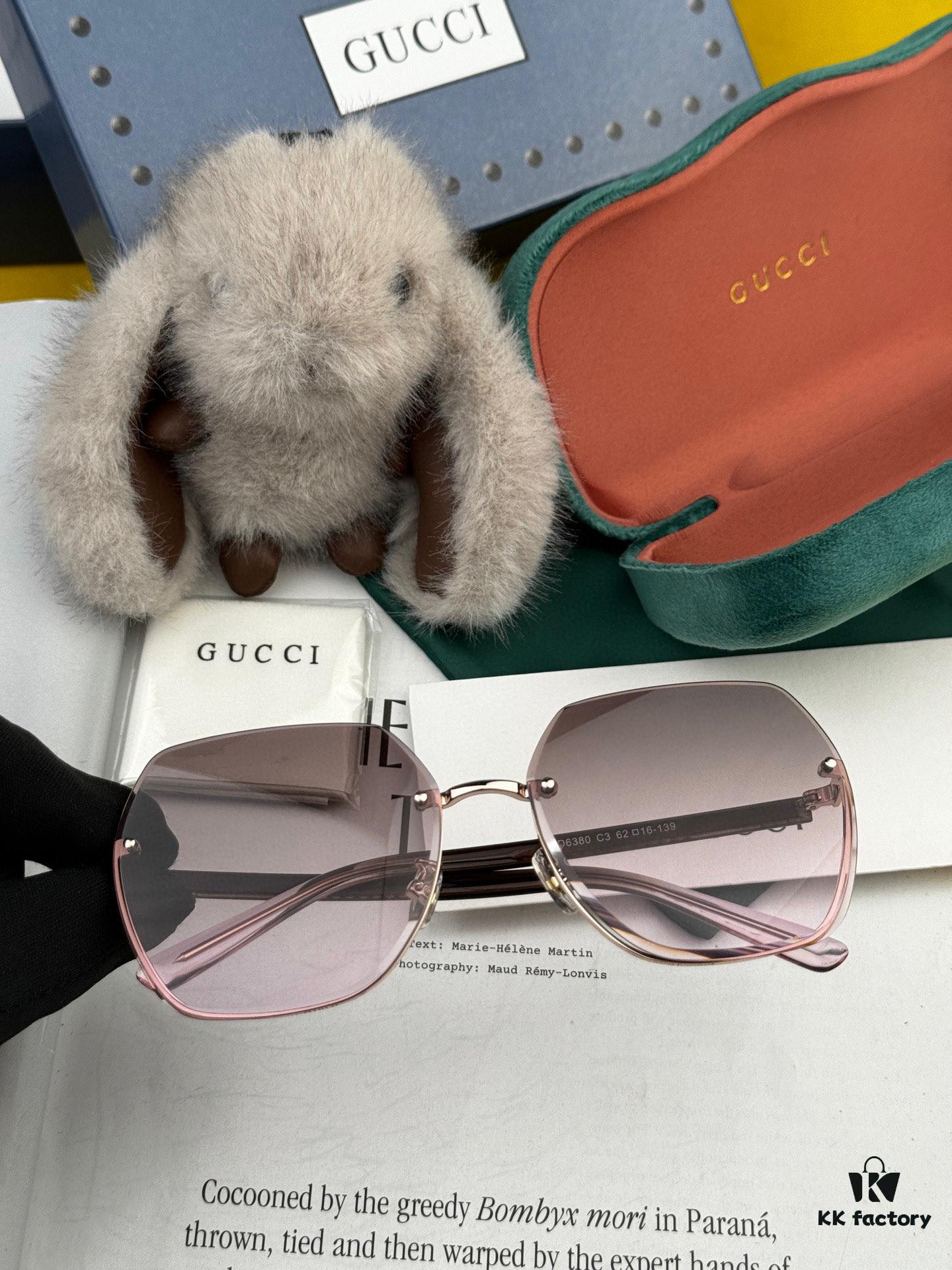 GUCCI Nylon Polarized Unisex Sunglasses with Polygonal Design, Frameless Style, UV Protection, Model: G0638