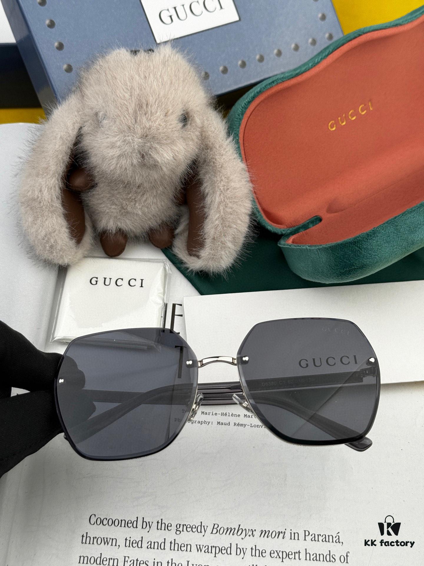 GUCCI Nylon Polarized Unisex Sunglasses with Polygonal Design, Frameless Style, UV Protection, Model: G0638