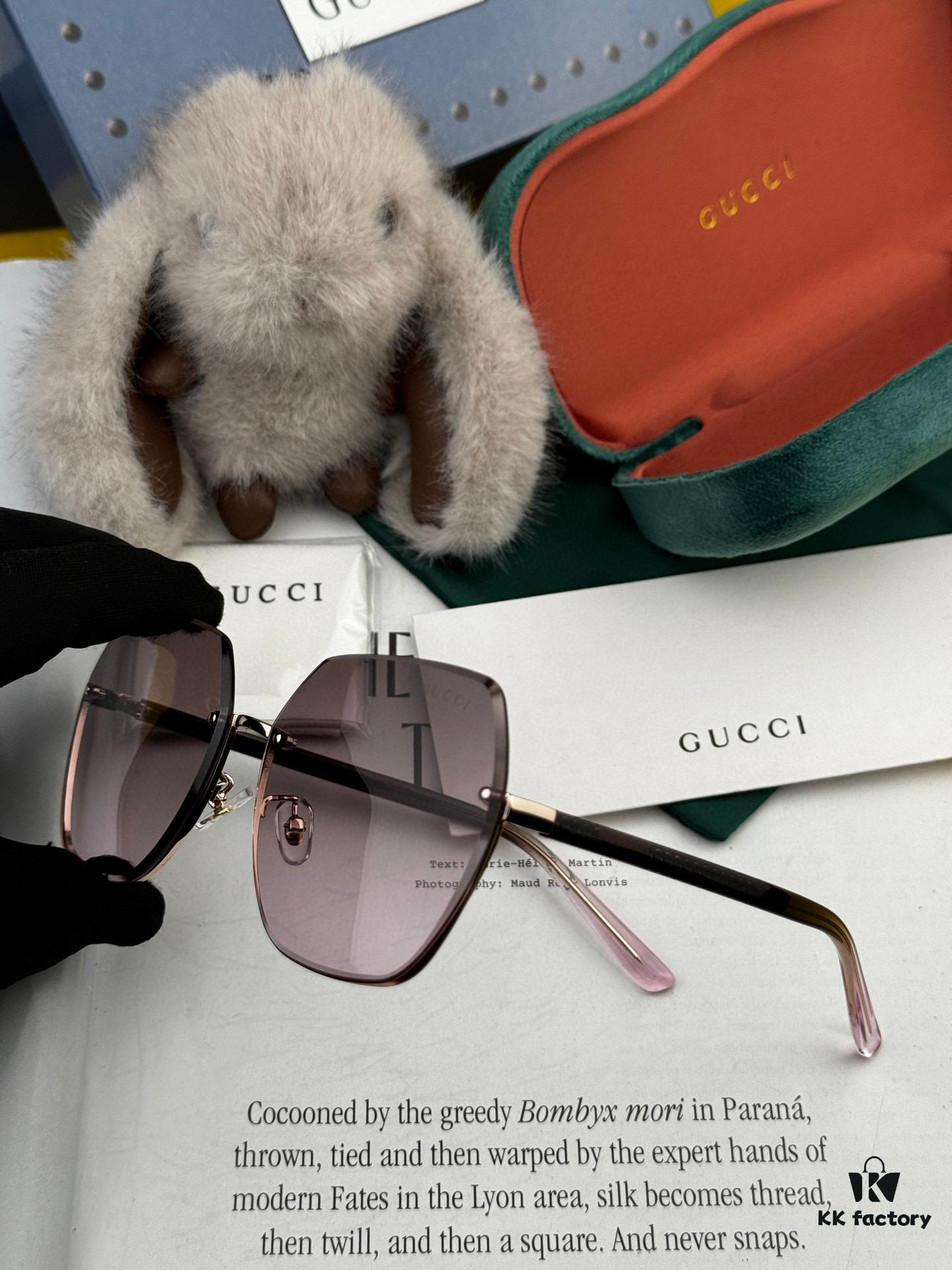 GUCCI Nylon Polarized Unisex Sunglasses with Polygonal Design, Frameless Style, UV Protection, Model: G0638