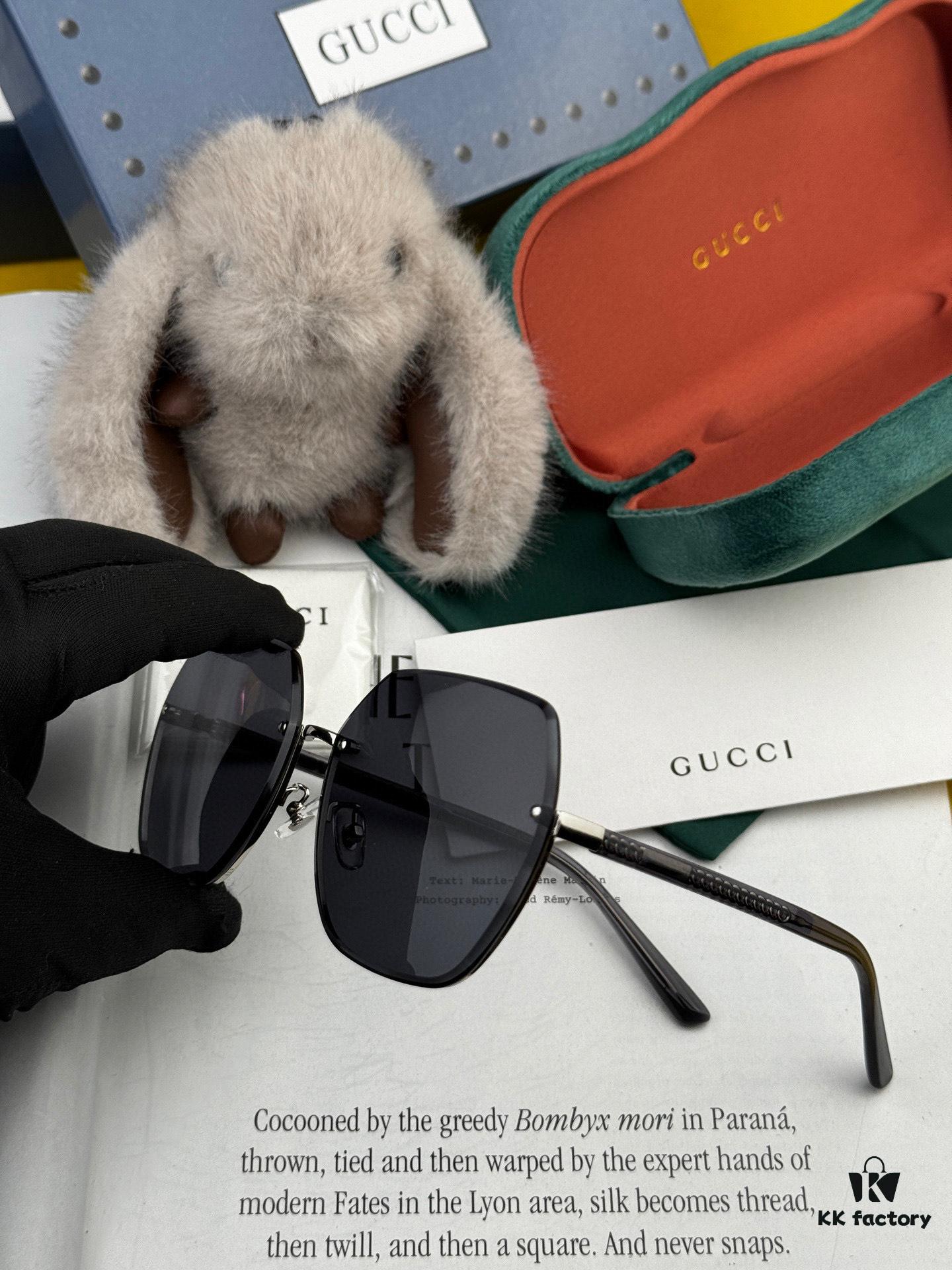 GUCCI Nylon Polarized Unisex Sunglasses with Polygonal Design, Frameless Style, UV Protection, Model: G0638