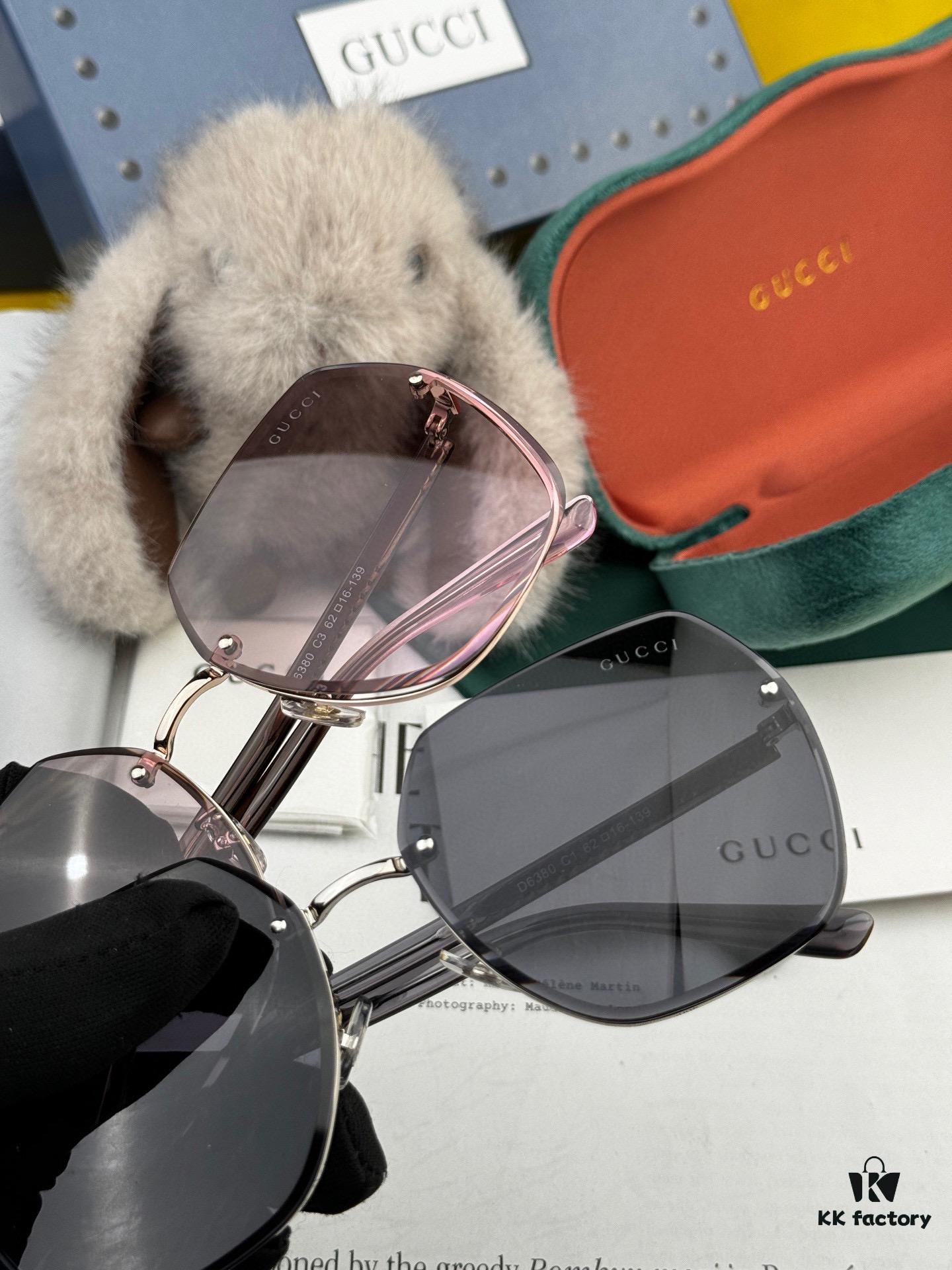 GUCCI Nylon Polarized Unisex Sunglasses with Polygonal Design, Frameless Style, UV Protection, Model: G0638