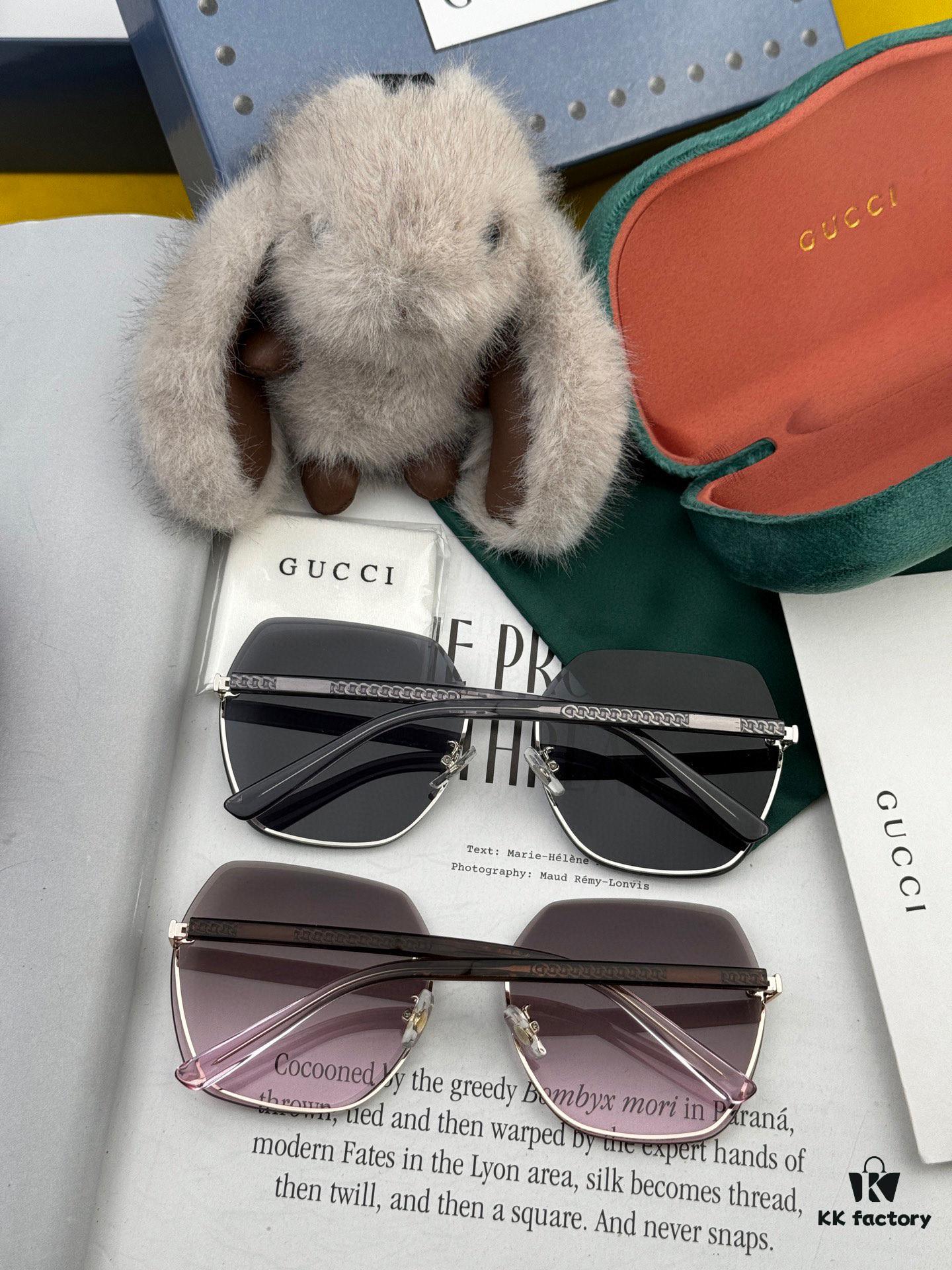 GUCCI Nylon Polarized Unisex Sunglasses with Polygonal Design, Frameless Style, UV Protection, Model: G0638