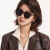GUCCI New Nylon Polarized Sunglasses, Stylish Square Frame Unisex Sun Glasses Comfortable Fit Fashion Trendy Shades for Large and Small Faces