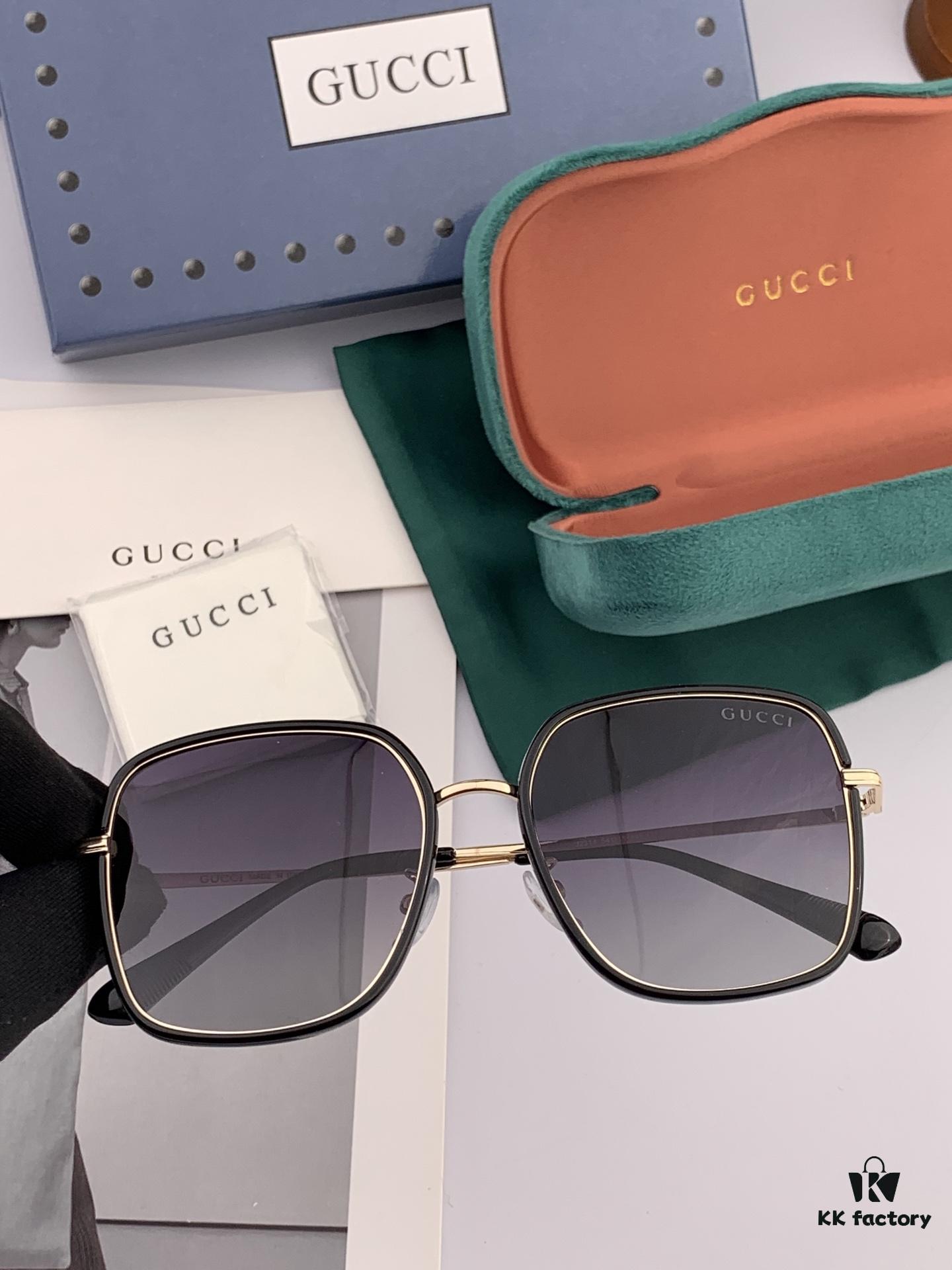GUCCI 2025 Spring New Arrival Latest Rectangular Sunglasses, Influencers' Favorite, Full of Charm with Playful and Sweet Style, Excellent Fit, Premium Metal Finish