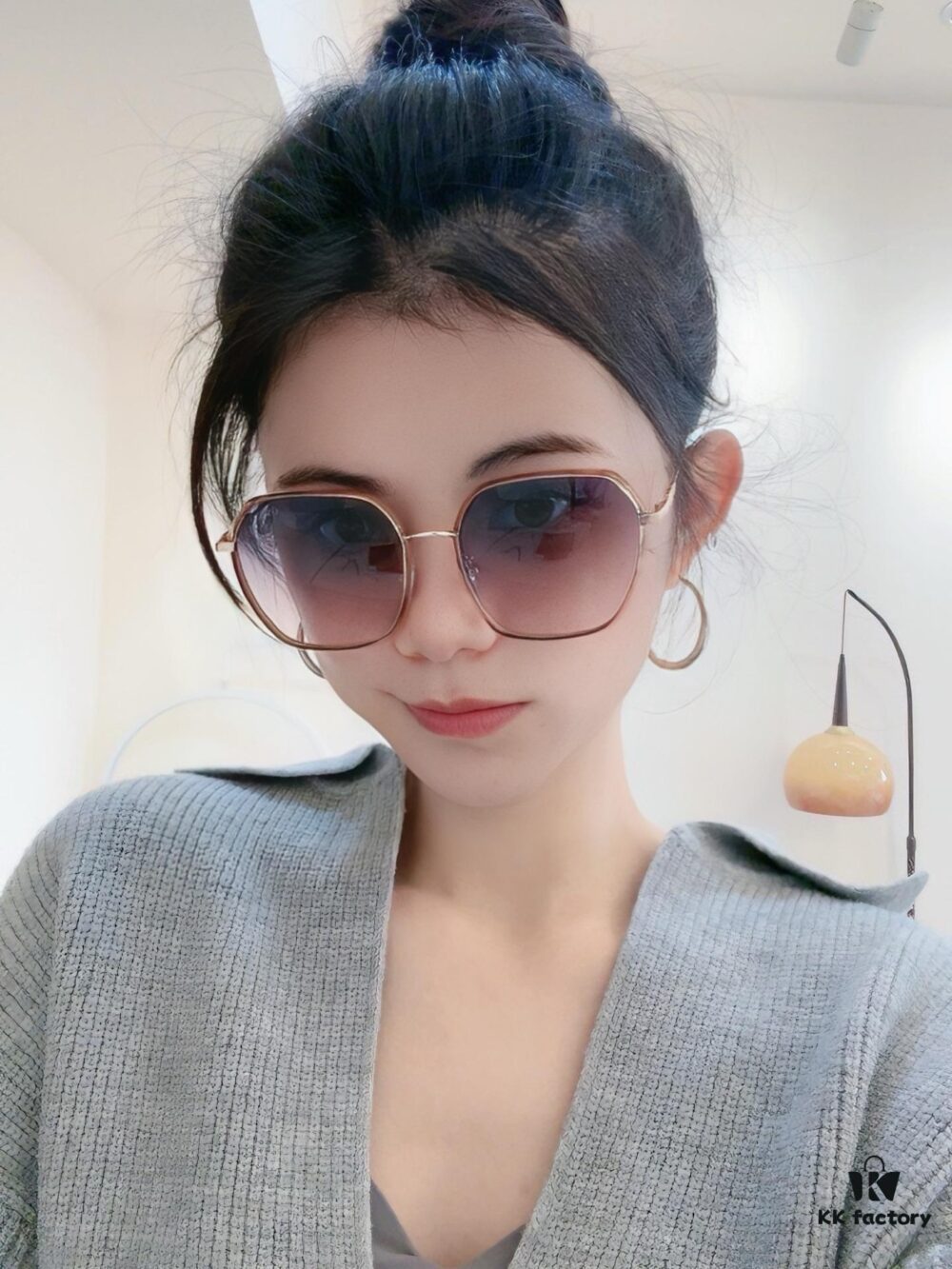 Polarized Series Sunglasses Original GUCCI Influencer Super Hot-Selling Blue Classic Luxury Global Fashion Round Frame Sunglasses Top Quality Luxury Logo Authentic Acetate Material Model: G2377