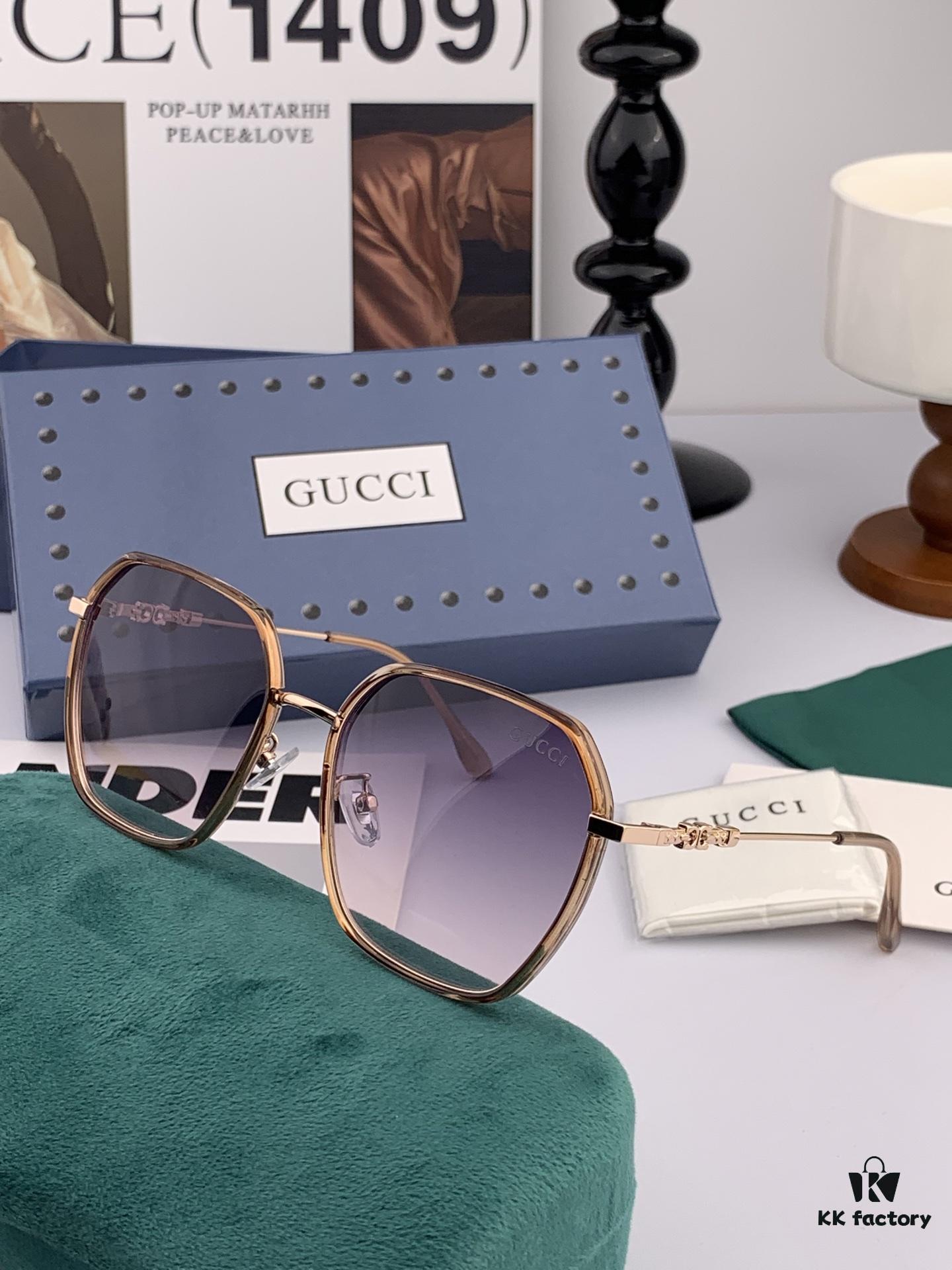 Polarized Series Sunglasses Original GUCCI Influencer Super Hot-Selling Blue Classic Luxury Global Fashion Round Frame Sunglasses Top Quality Luxury Logo Authentic Acetate Material Model: G2377