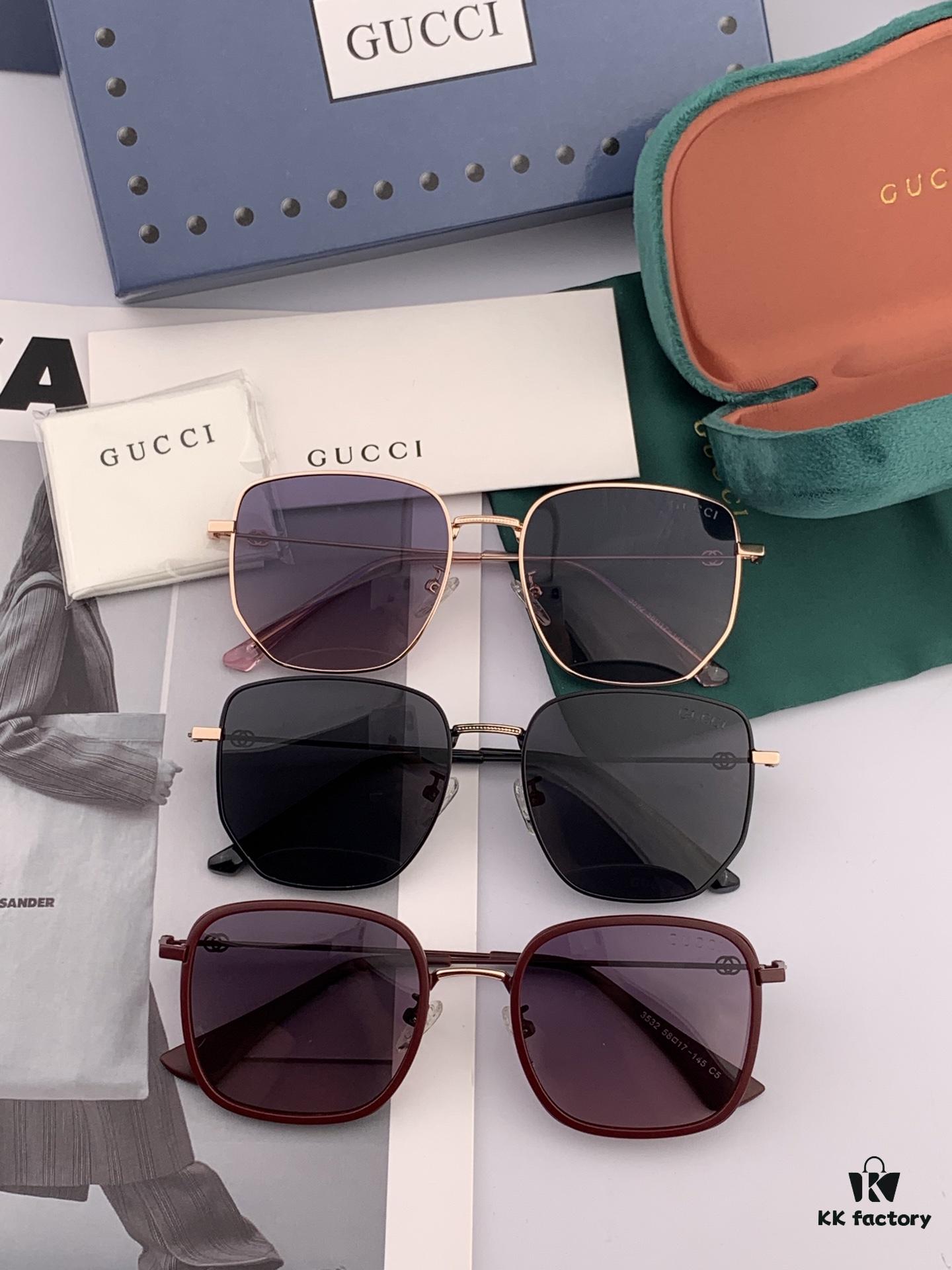 Gucci Classic Square Frame Sunglasses, Flattering on All Face Shapes, Polarized Nylon Lenses for UV Protection, Model: G2935