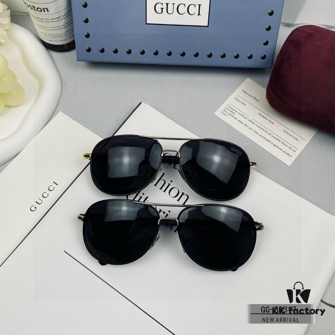 GUCCI Italy - Polarized Sunglasses with Polylite Lens, Lightweight Stainless Steel Frame, UV400 Protection, Stylish Driving Sunglasses Model 58317