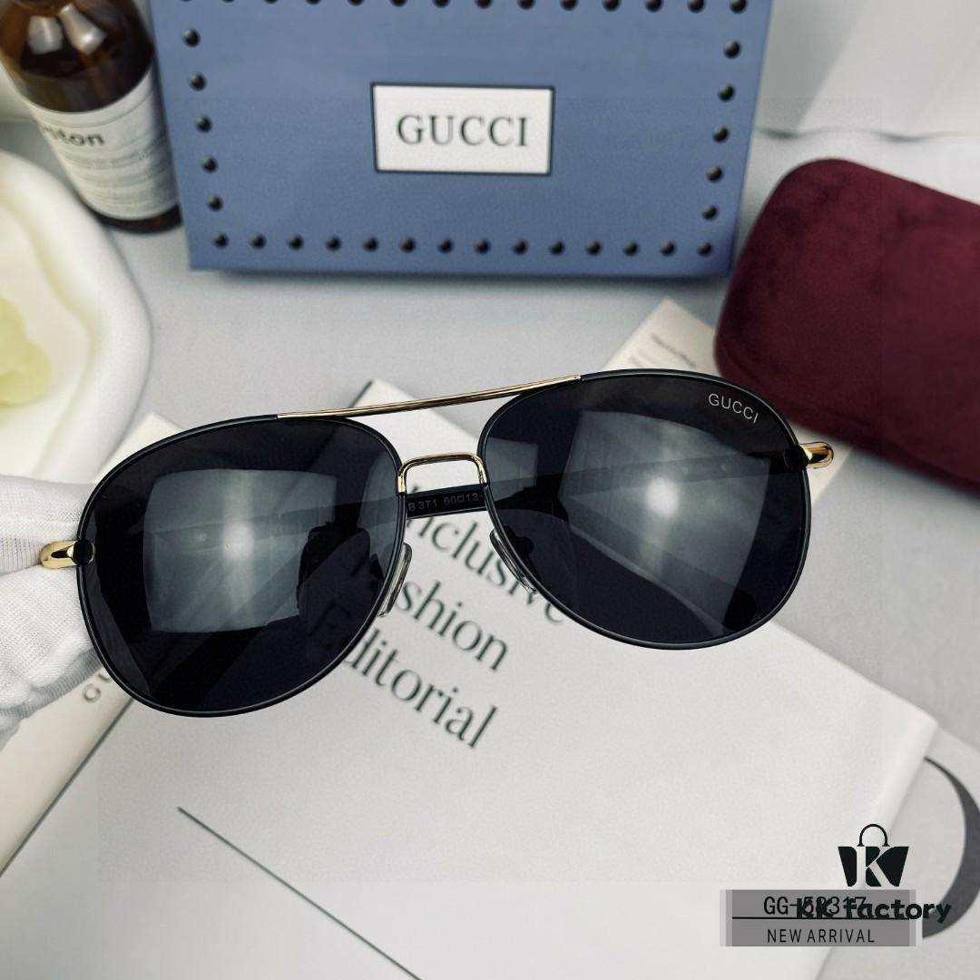 GUCCI Italy - Polarized Sunglasses with Polylite Lens, Lightweight Stainless Steel Frame, UV400 Protection, Stylish Driving Sunglasses Model 58317