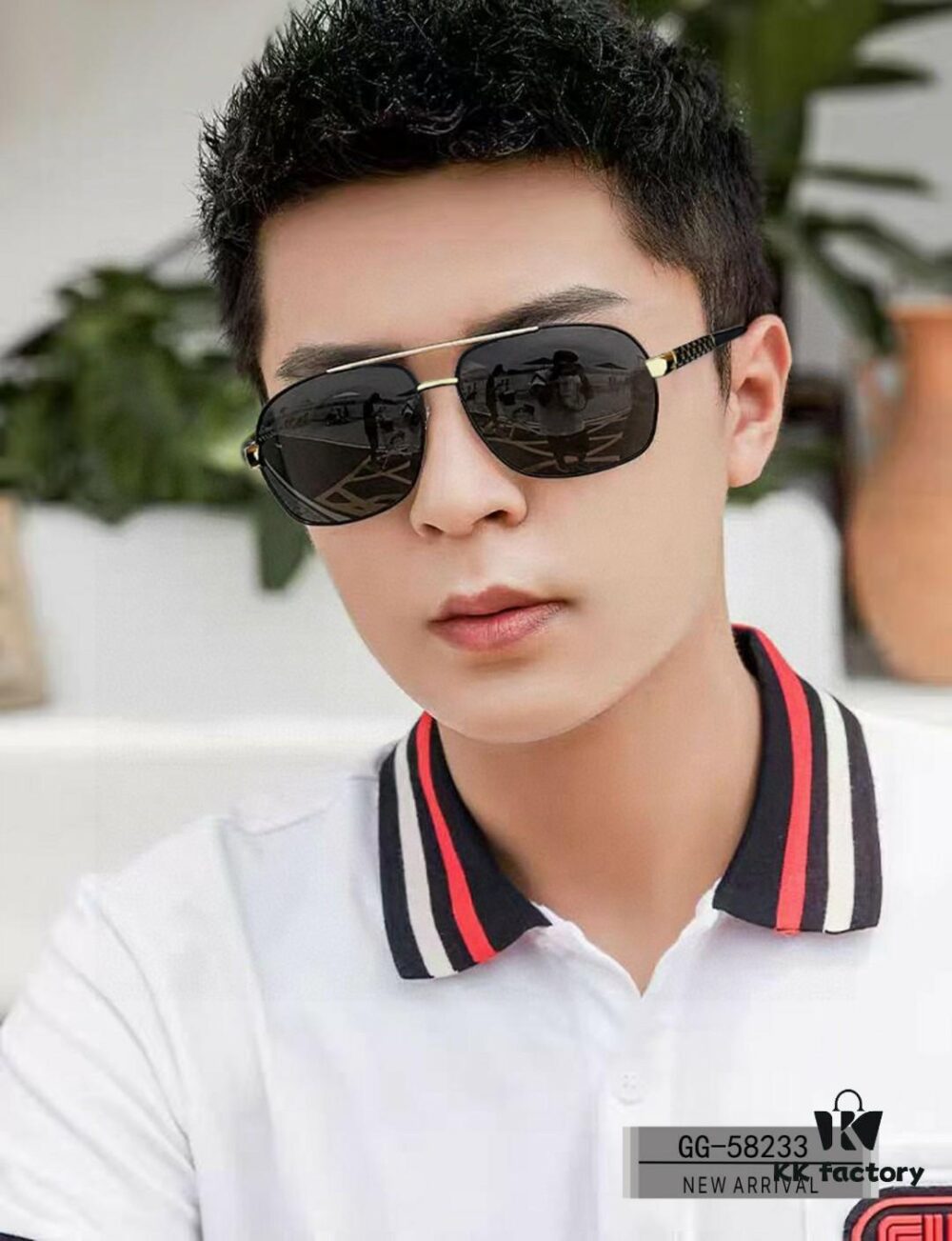 GUCCI Italy - Polarized Sunglasses with Polylite Lenses, Lightweight Stainless Steel Frame, UV400 Protection, Stylish Driving Sunglasses Model 58233