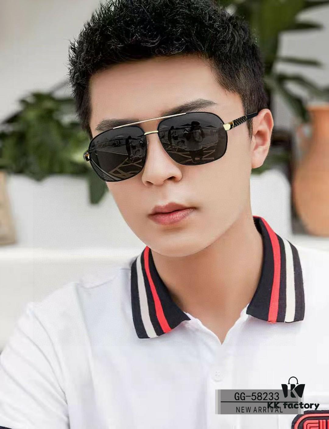 GUCCI Italy - Polarized Sunglasses with Polylite Lenses, Lightweight Stainless Steel Frame, UV400 Protection, Stylish Driving Sunglasses Model 58233