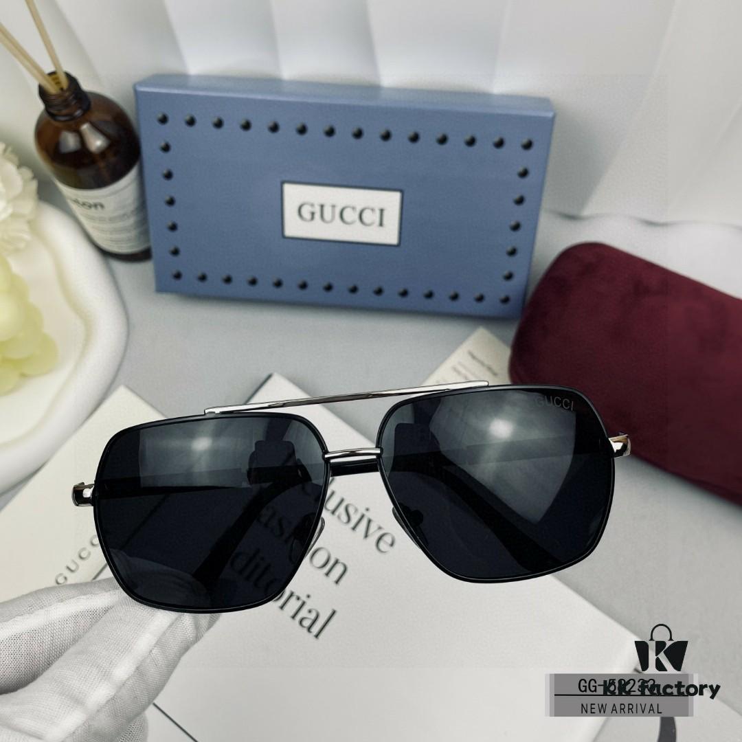 GUCCI Italy - Polarized Sunglasses with Polylite Lenses, Lightweight Stainless Steel Frame, UV400 Protection, Stylish Driving Sunglasses Model 58233