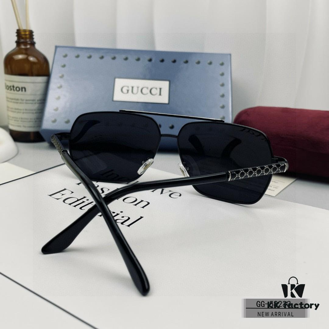 GUCCI Italy - Polarized Sunglasses with Polylite Lenses, Lightweight Stainless Steel Frame, UV400 Protection, Stylish Driving Sunglasses Model 58233