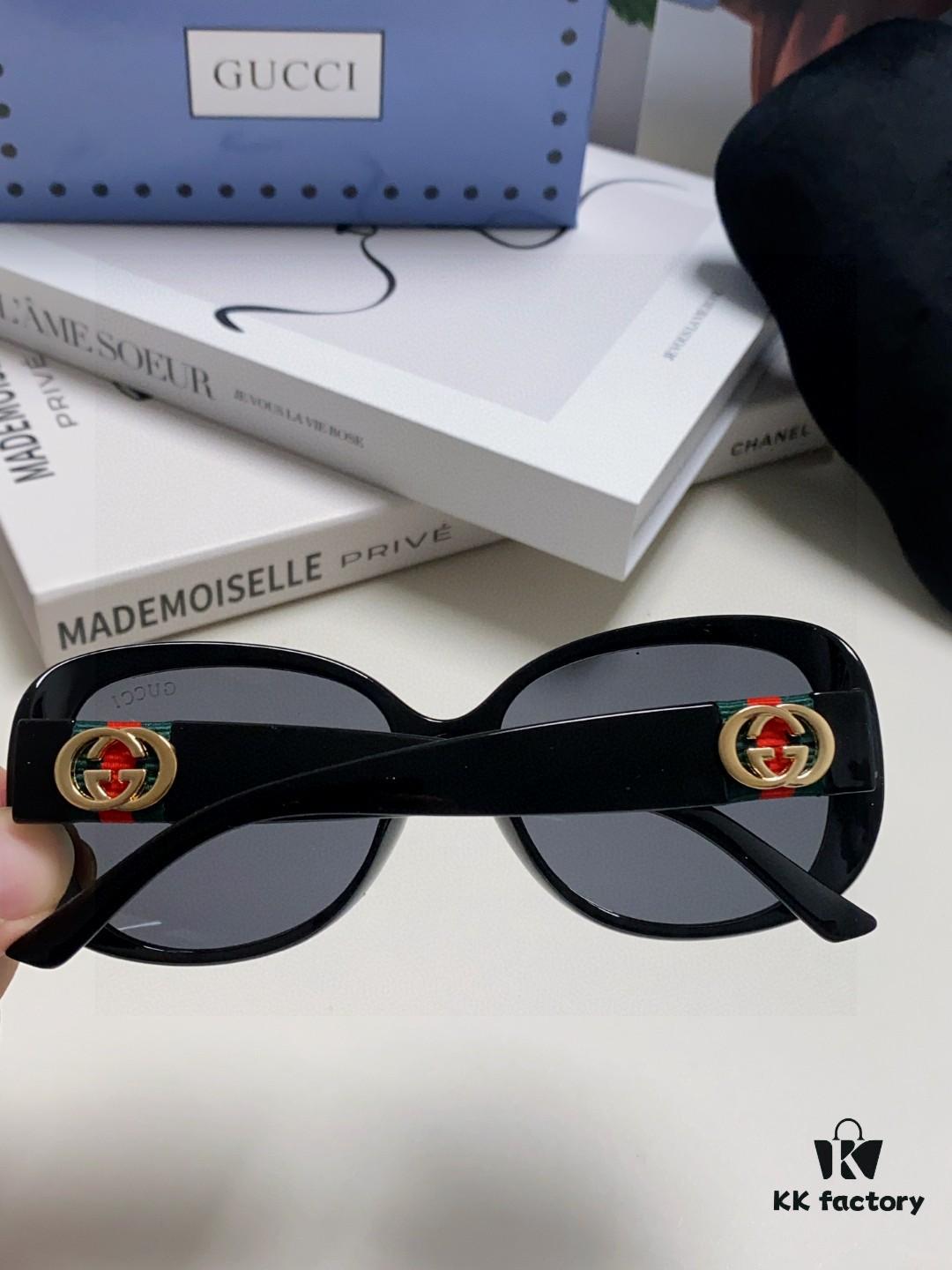 Gucci 2025 New Retro Thick-Rimmed Sunglasses for Women, Stylish Red and White Woven Band Classic Sun Glasses with UV Protection, Fashionable Eyewear for Long Faces