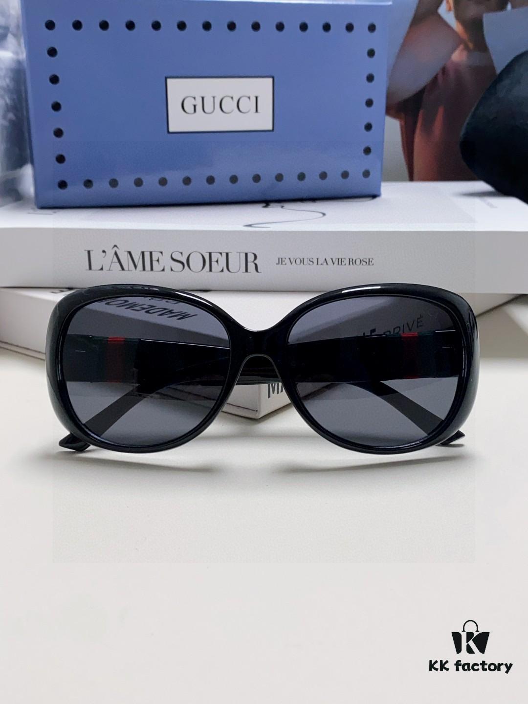 Gucci 2025 New Retro Thick-Rimmed Sunglasses for Women, Stylish Red and White Woven Band Classic Sun Glasses with UV Protection, Fashionable Eyewear for Long Faces