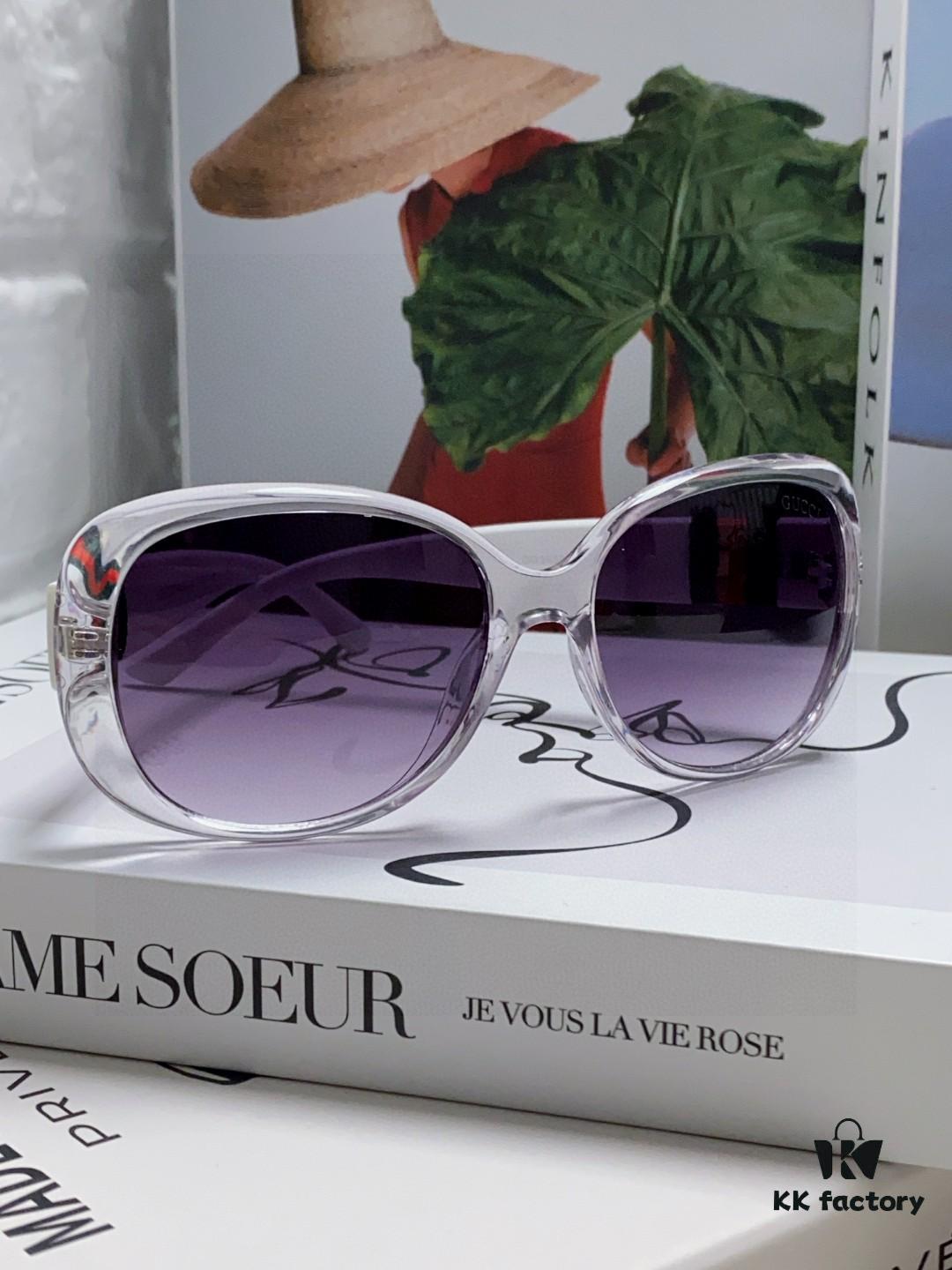 Gucci 2025 New Retro Thick-Rimmed Sunglasses for Women, Stylish Red and White Braided Band Classic Sun Glasses with High-End Fashion Appeal, Perfect for Long Faces