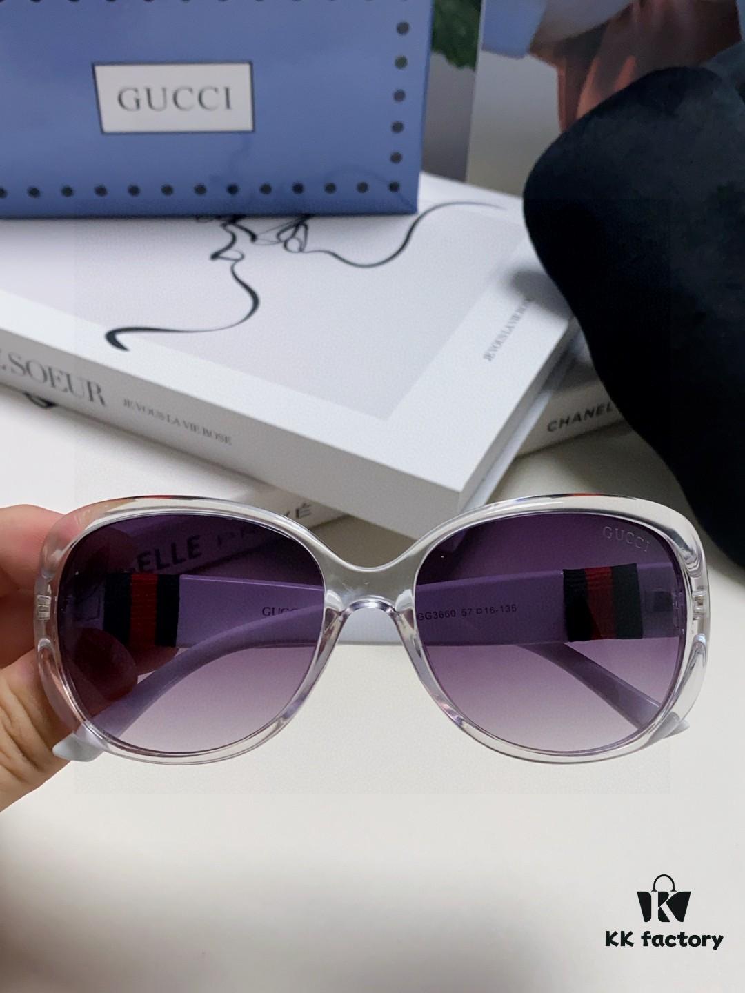 Gucci 2025 New Retro Thick-Rimmed Sunglasses for Women, Stylish Red and White Braided Band Classic Sun Glasses with High-End Fashion Appeal, Perfect for Long Faces