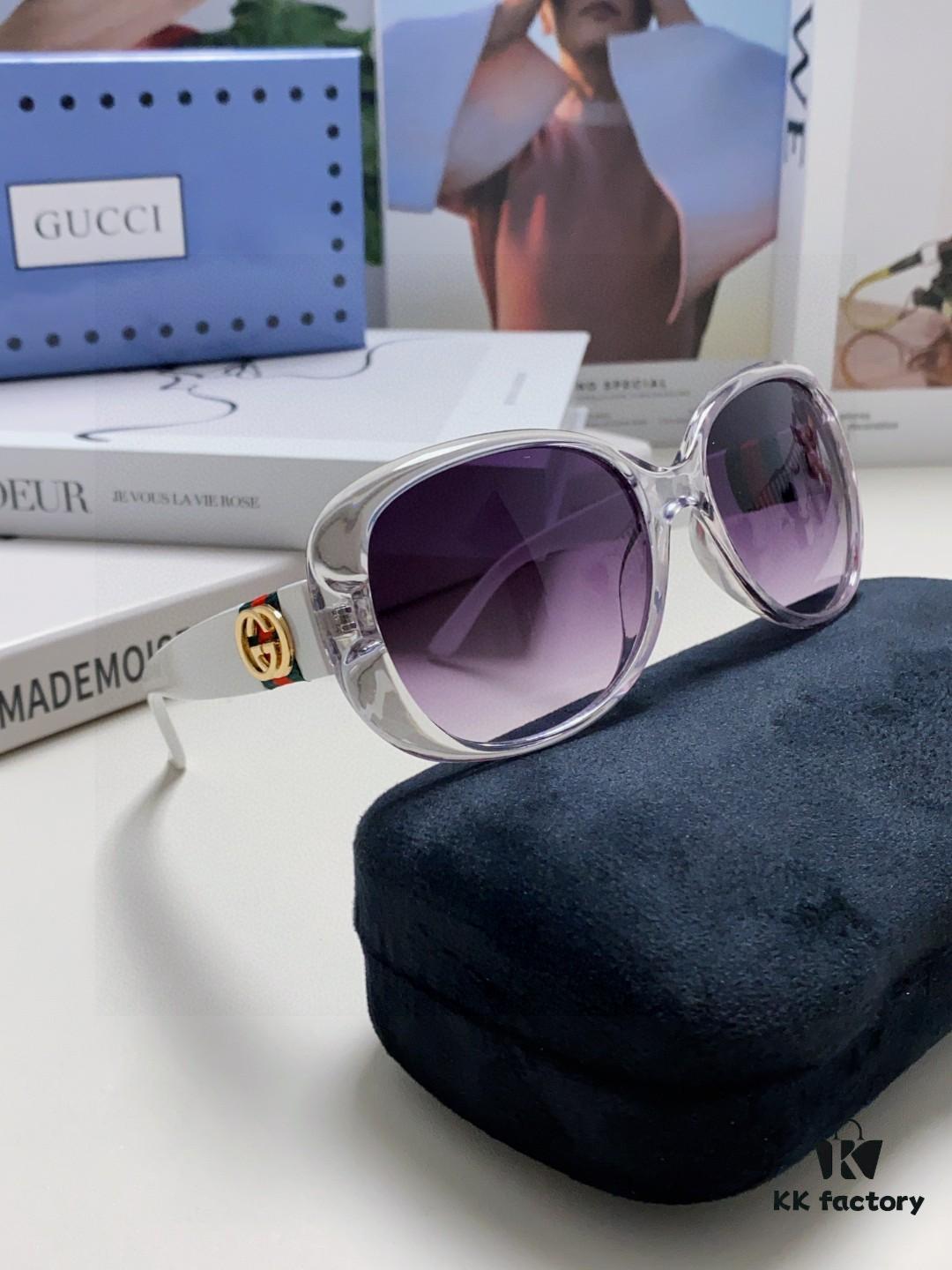 Gucci 2025 New Retro Thick-Rimmed Sunglasses for Women, Stylish Red and White Braided Band Classic Sun Glasses with High-End Fashion Appeal, Perfect for Long Faces