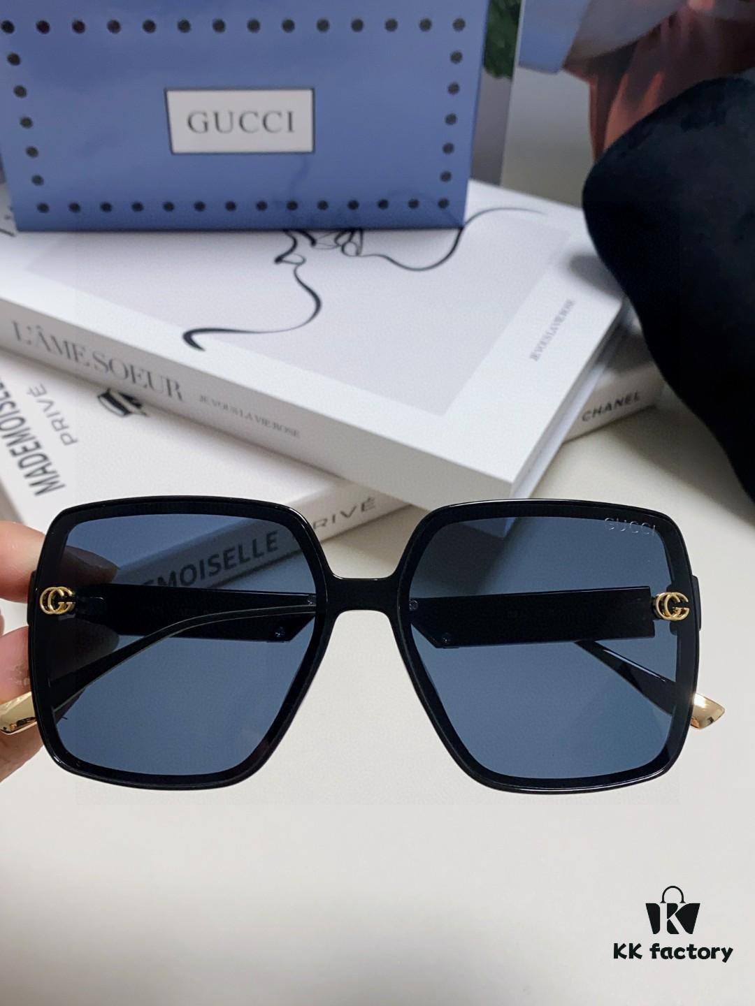 Gucci New Large-Frame Sunglasses for Women, Slimming Fashionable UV-Protective Square Sunglasses, Street-Style Vacation Eyewear