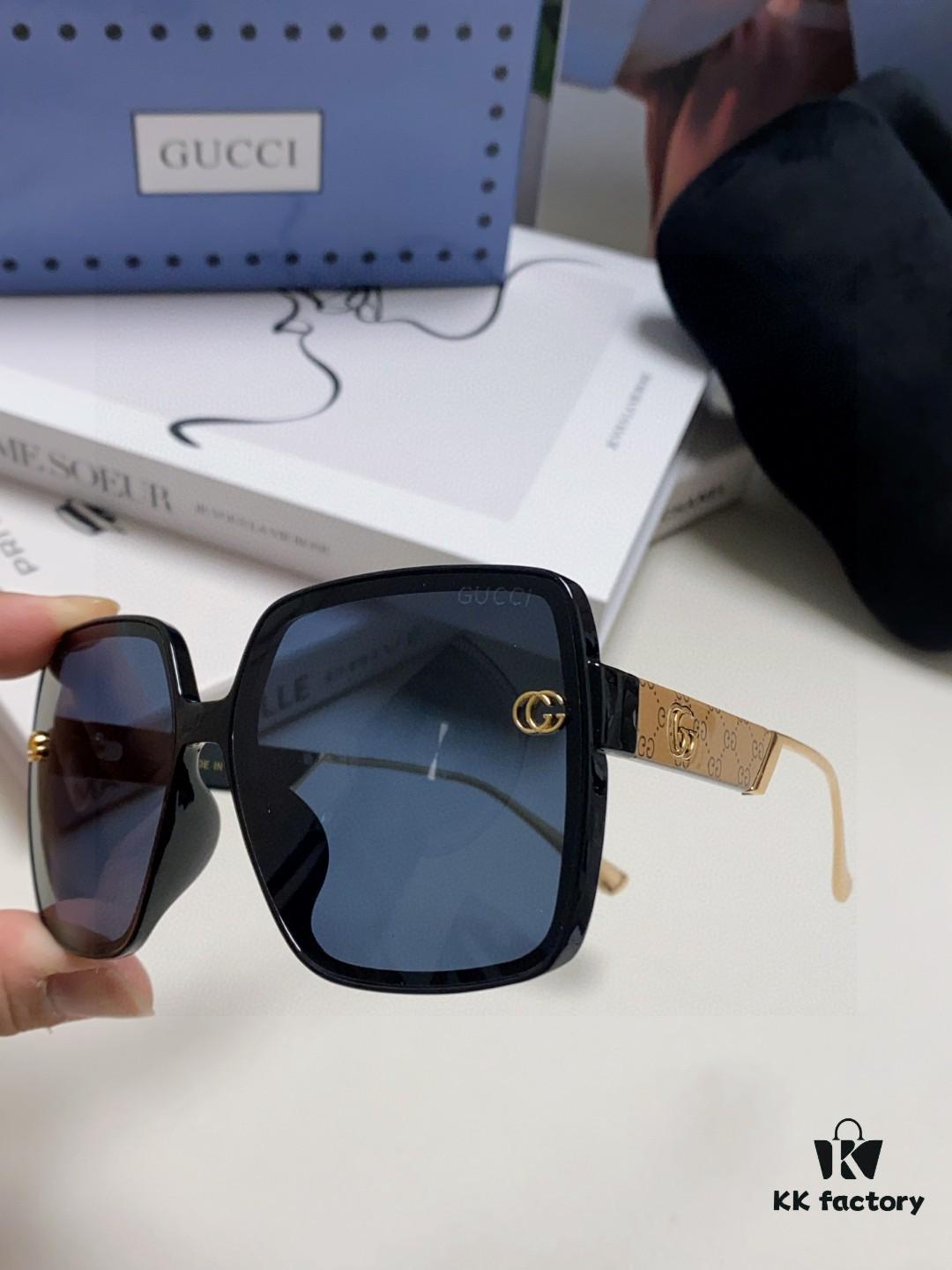 Gucci New Large-Frame Sunglasses for Women, Slimming Fashionable UV-Protective Square Sunglasses, Street-Style Vacation Eyewear