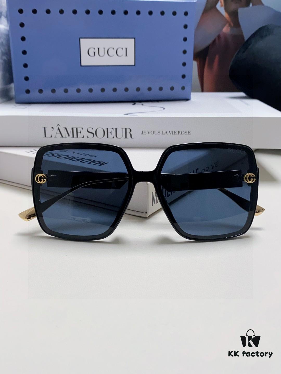 Gucci New Large-Frame Sunglasses for Women, Slimming Fashionable UV-Protective Square Sunglasses, Street-Style Vacation Eyewear