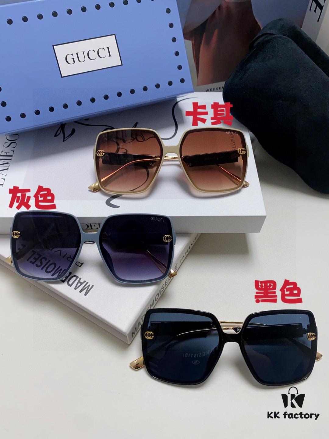 Gucci New Large-Frame Sunglasses for Women, Slimming Fashionable UV-Protective Square Sunglasses, Street-Style Vacation Eyewear