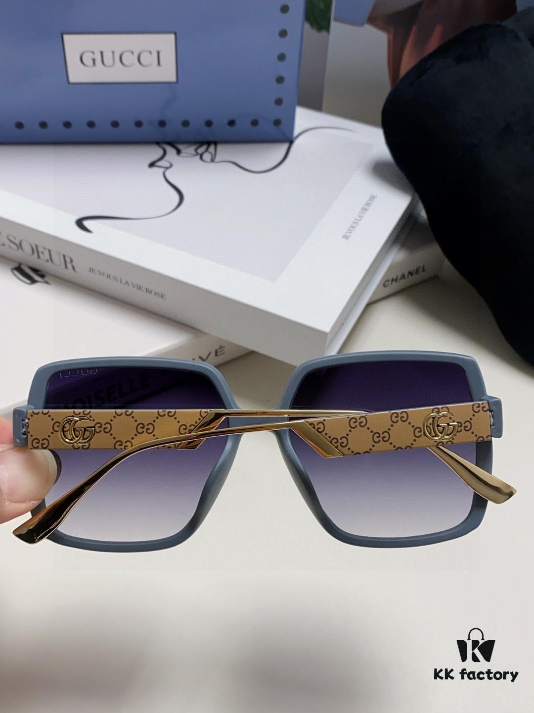 Gucci New Large-Frame Sunglasses for Women, Slimming Fashionable UV-Protective Square Sunglasses, Street Snap and Vacation Eyewear